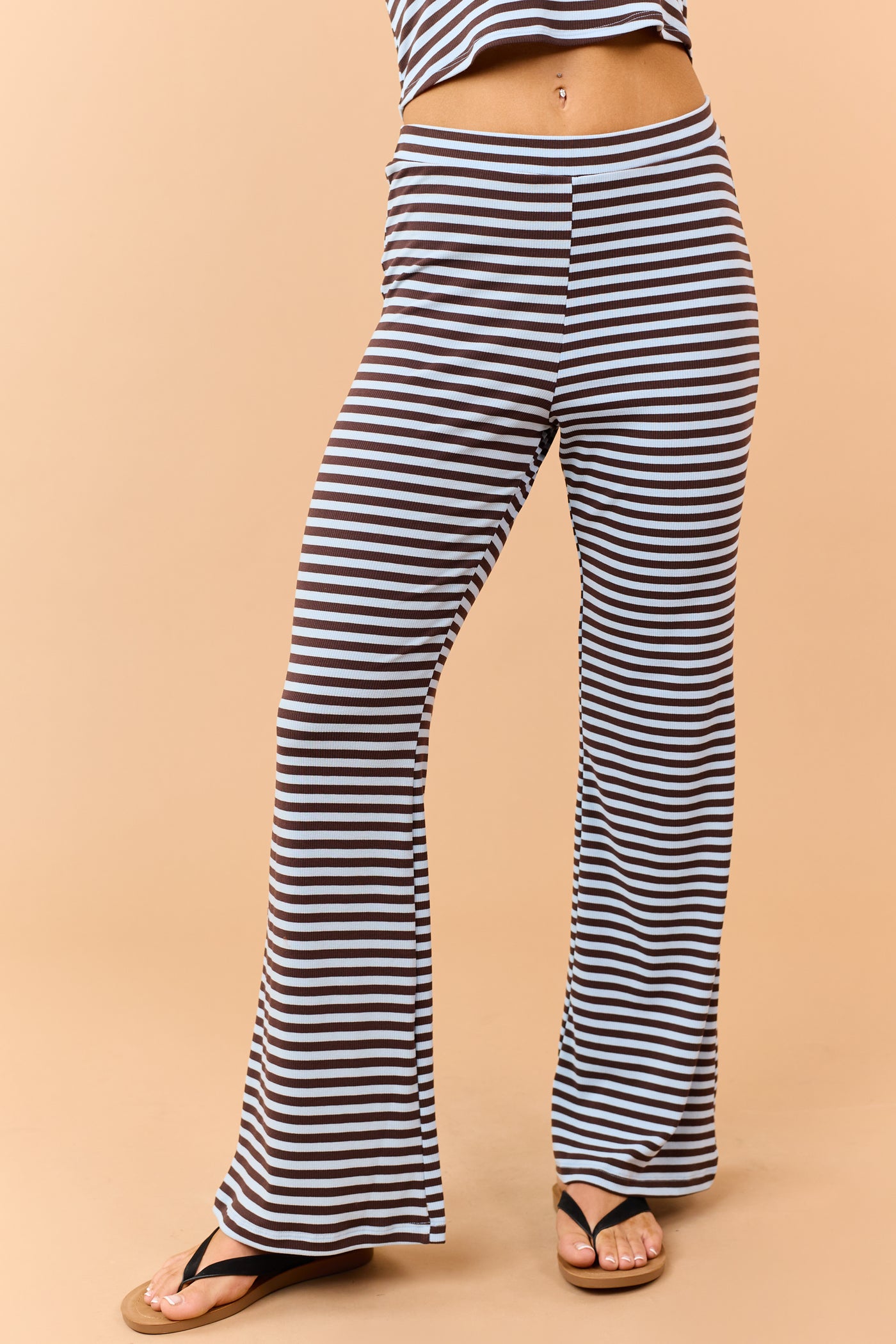 Cocoa Striped Strapless Top and Knit Pants Set