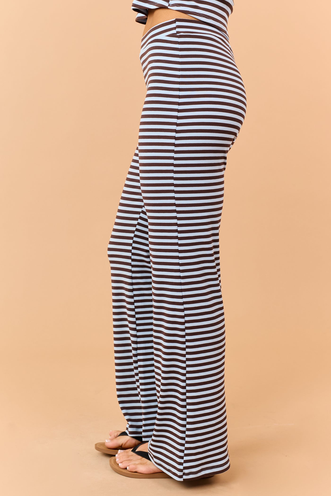 Cocoa Striped Strapless Top and Knit Pants Set