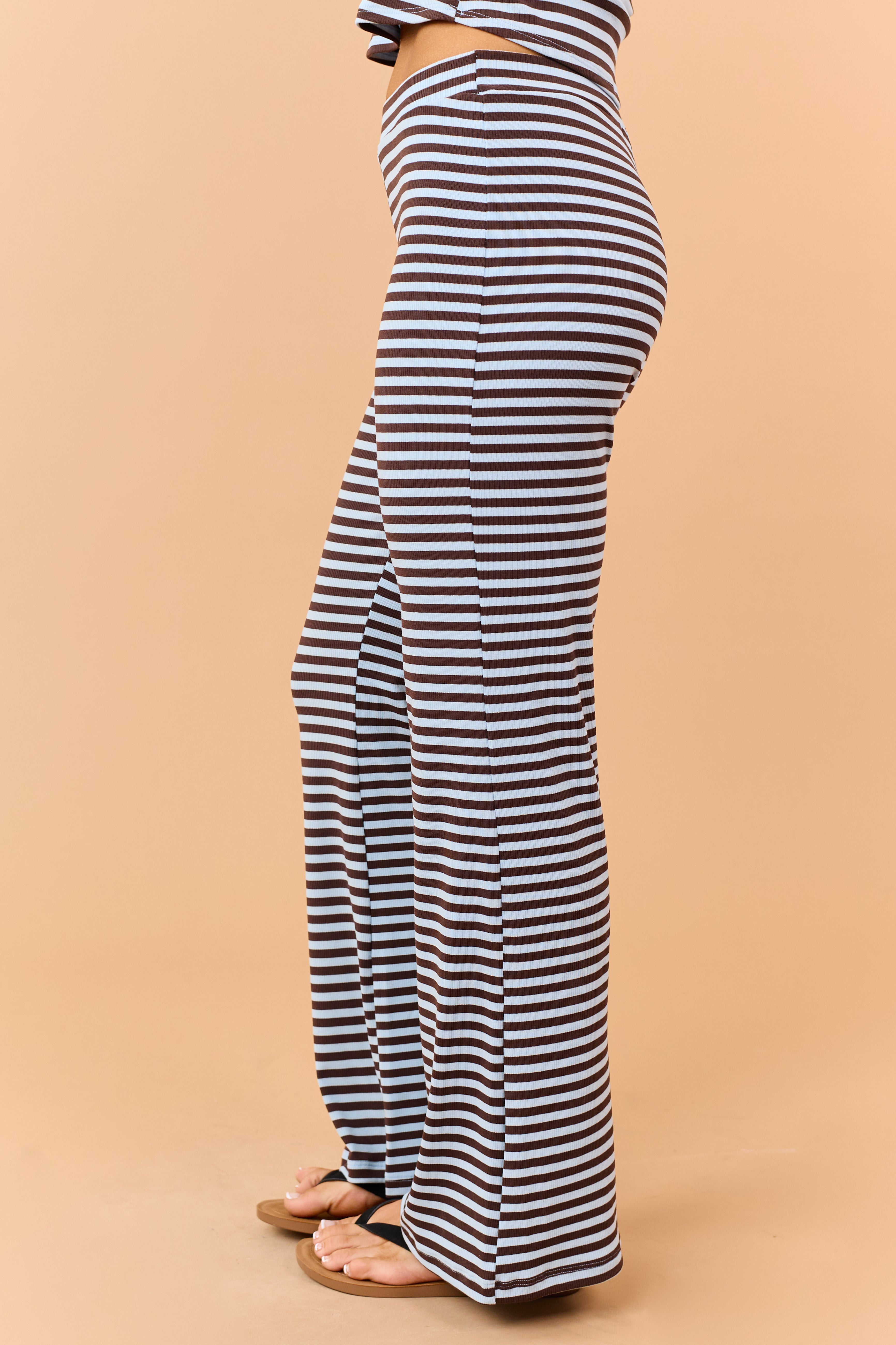 Cocoa Striped Strapless Top and Knit Pants Set