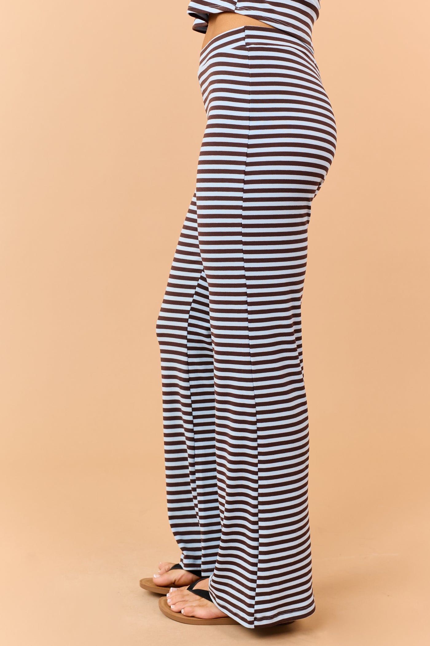 Cocoa Striped Strapless Top and Knit Pants Set