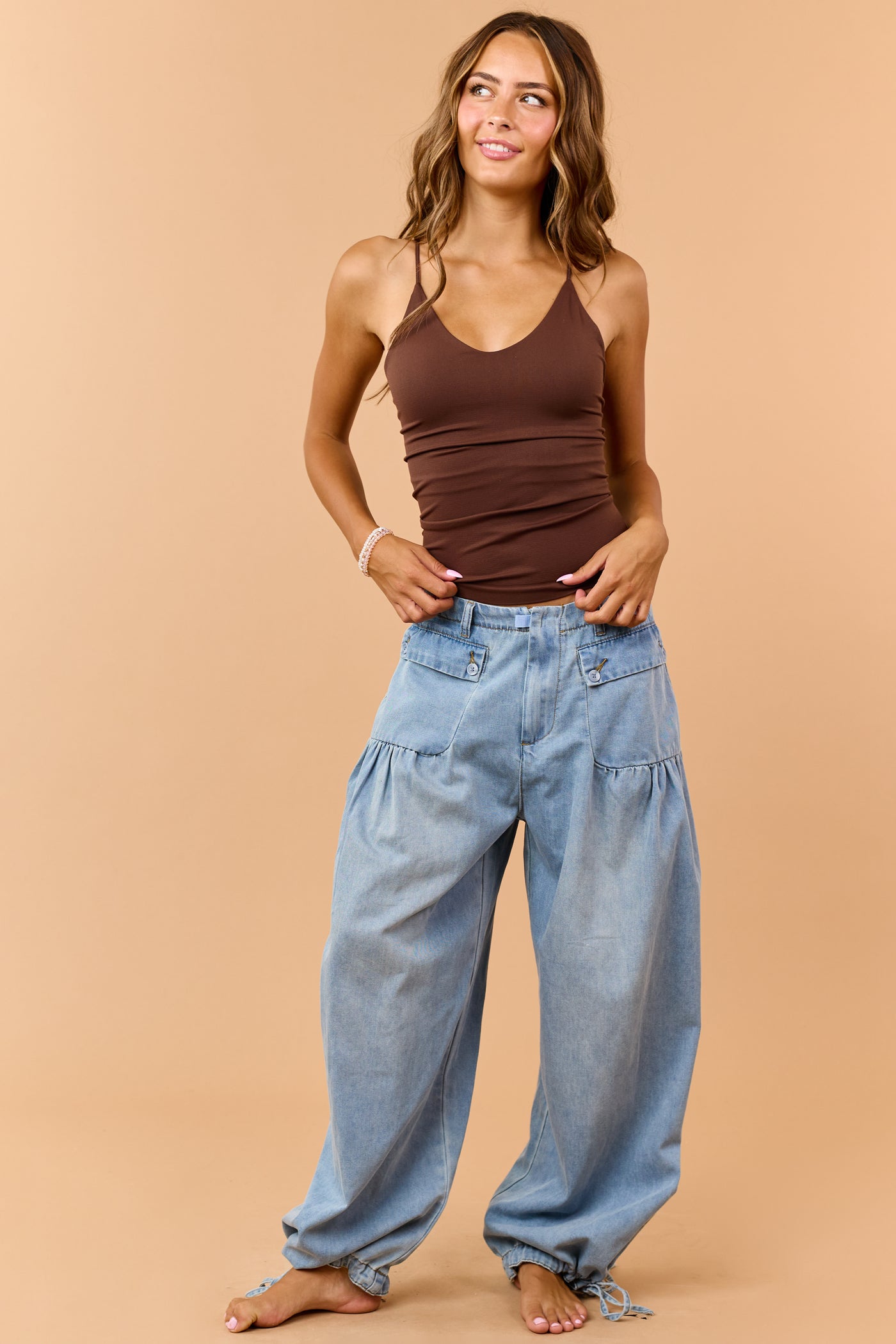 Cocoa V-Neck Seamless Knit Cami Top
