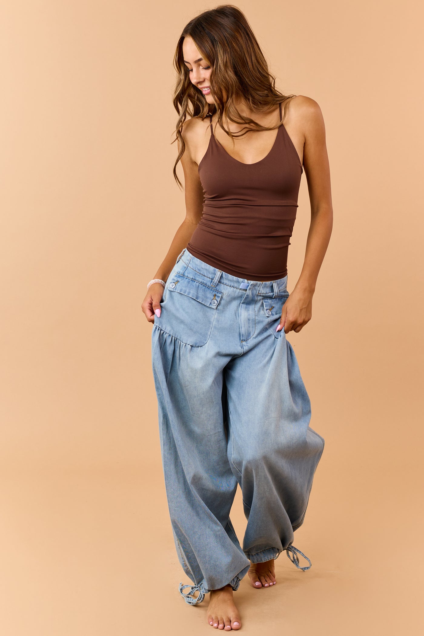Cocoa V-Neck Seamless Knit Cami Top