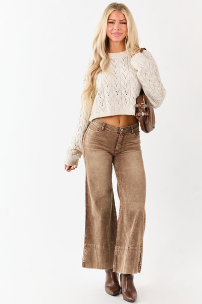Cocoa Vintage Wash Corduroy Wide Leg Pants