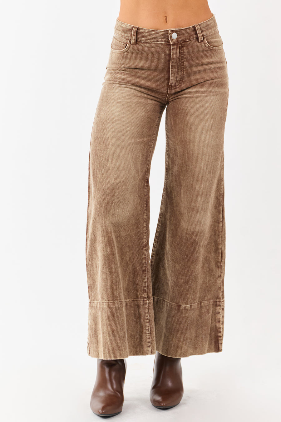 Cocoa Vintage Wash Corduroy Wide Leg Pants