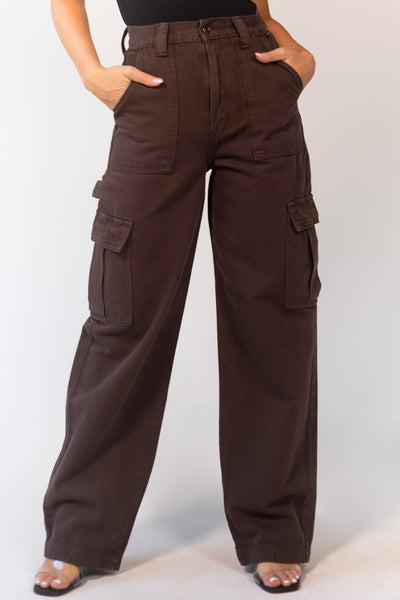 Cocoa Wide Leg Carpenter Jeans with Cargo Pockets
