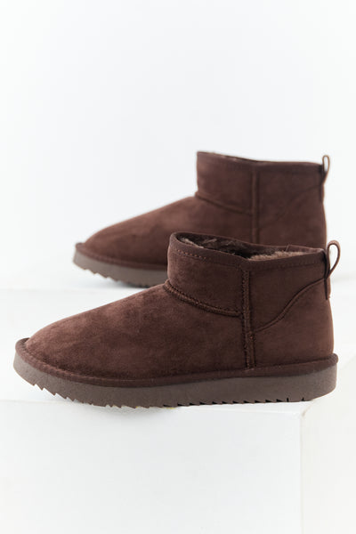 Cocoa Faux Suede Fur Lined Short Booties