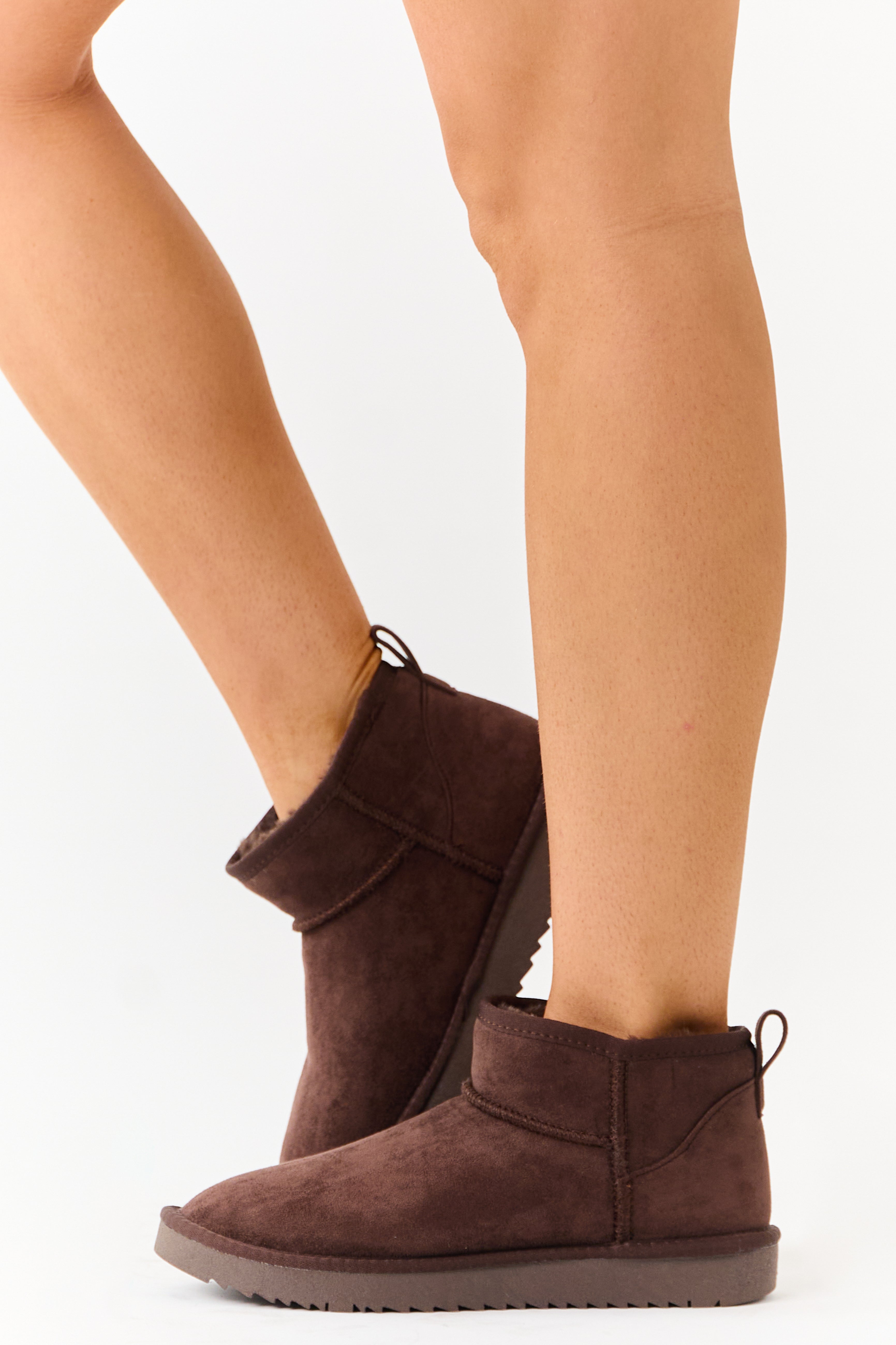 Cocoa Faux Suede Fur Lined Short Booties