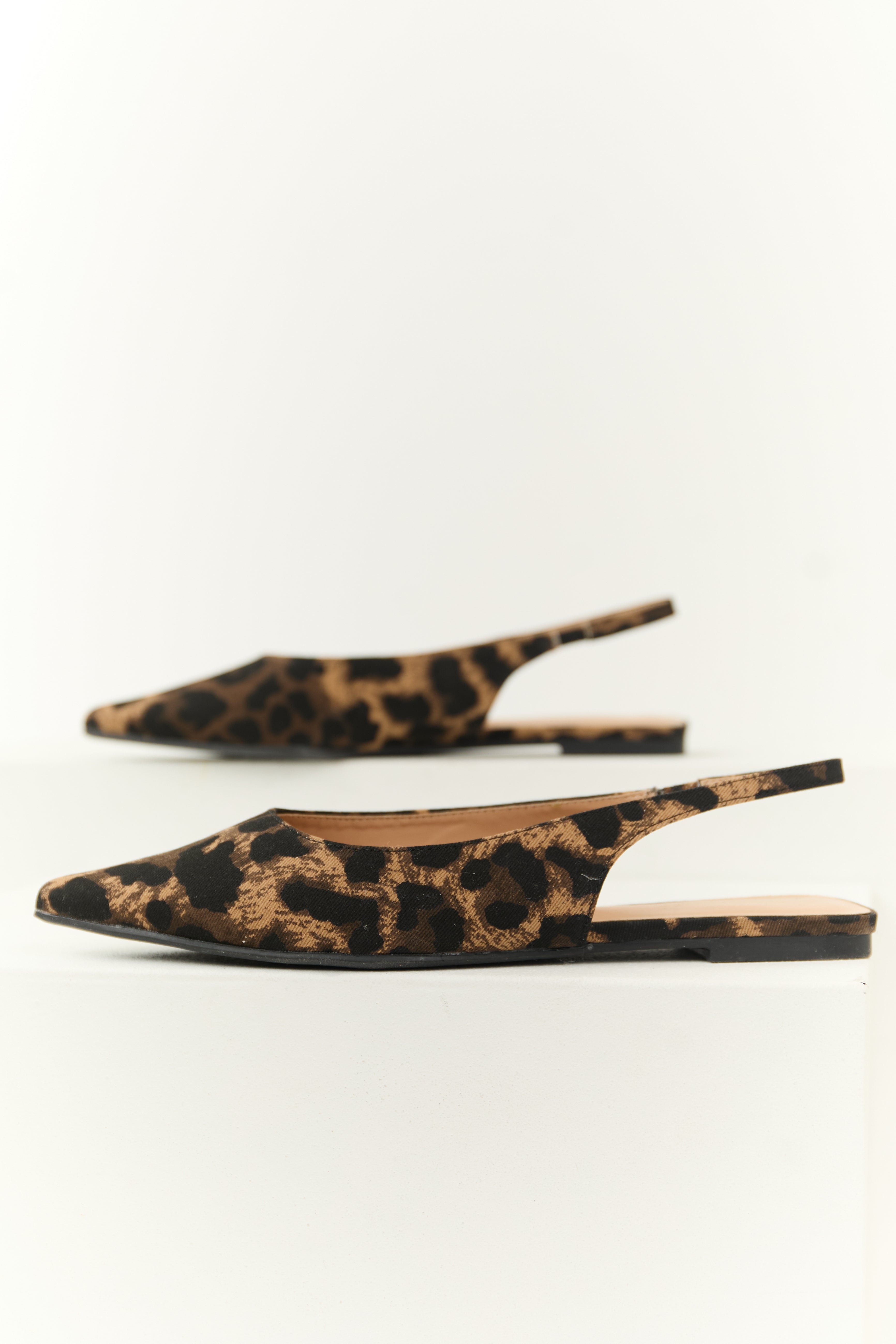 Cocoa Leopard Print Slingback Pointed Toe Flats Lime Lush Boutique