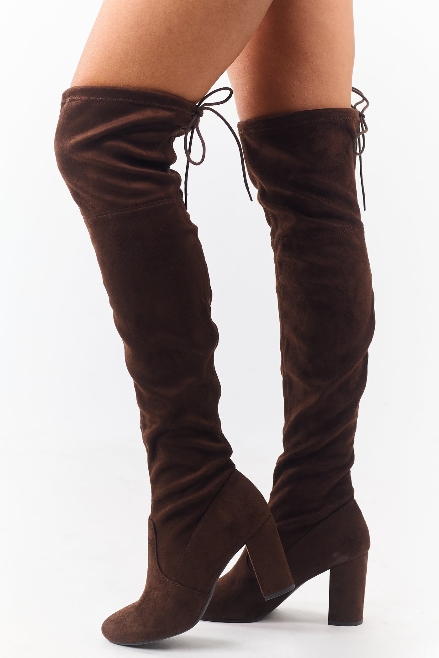 Cocoa Over the Knee Microsuede Drawstring Boots