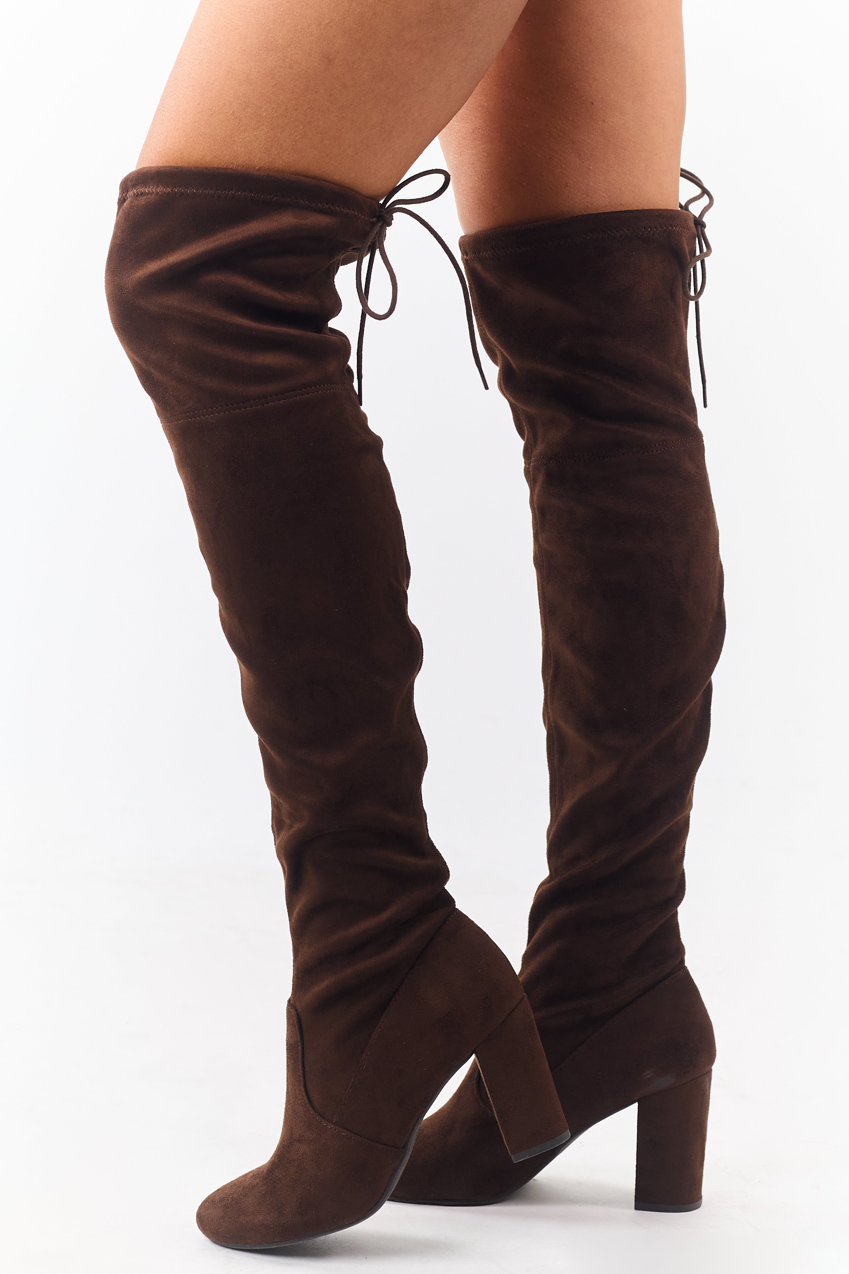 Cocoa Over the Knee Microsuede Drawstring Boots