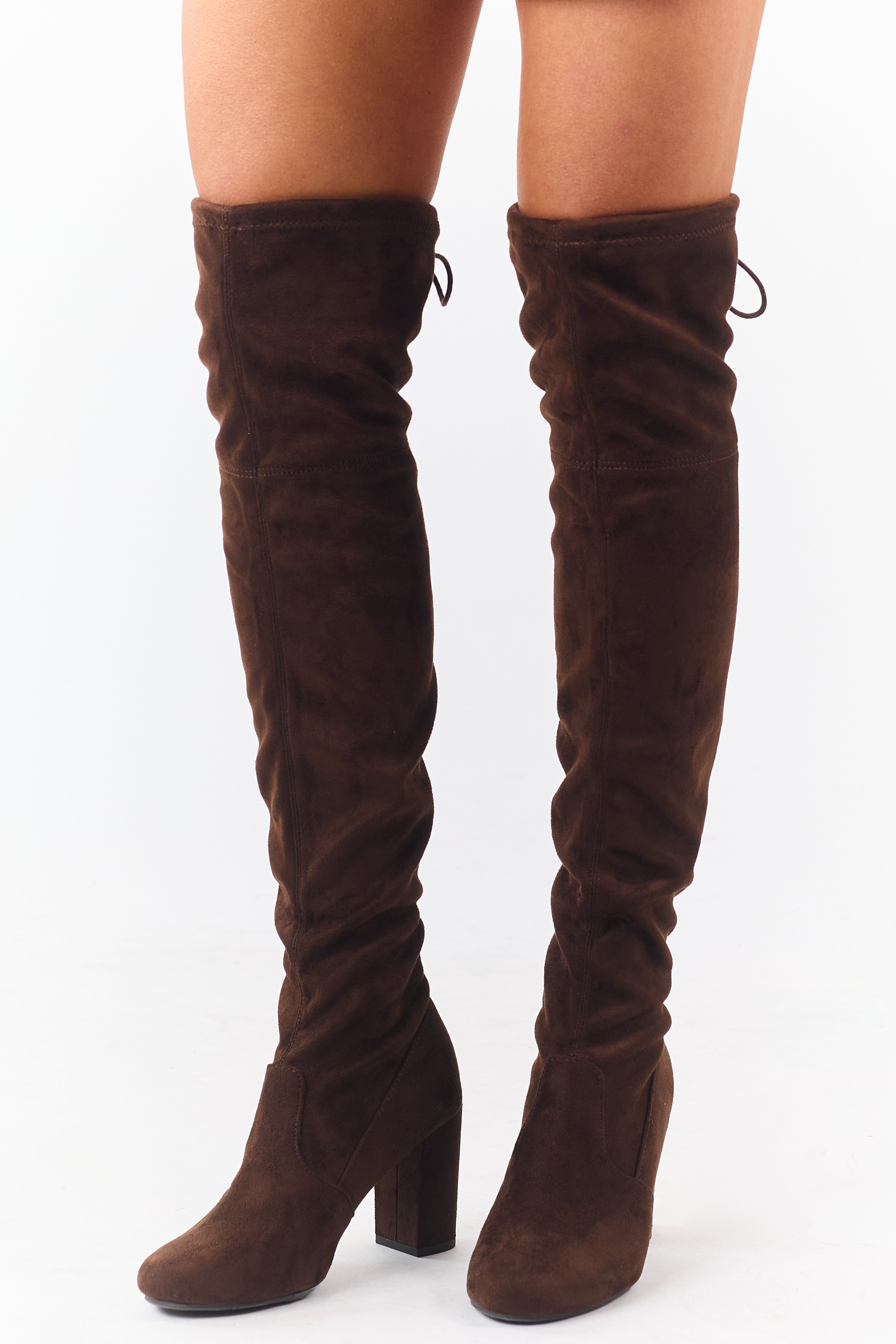 Cocoa Over the Knee Microsuede Drawstring Boots