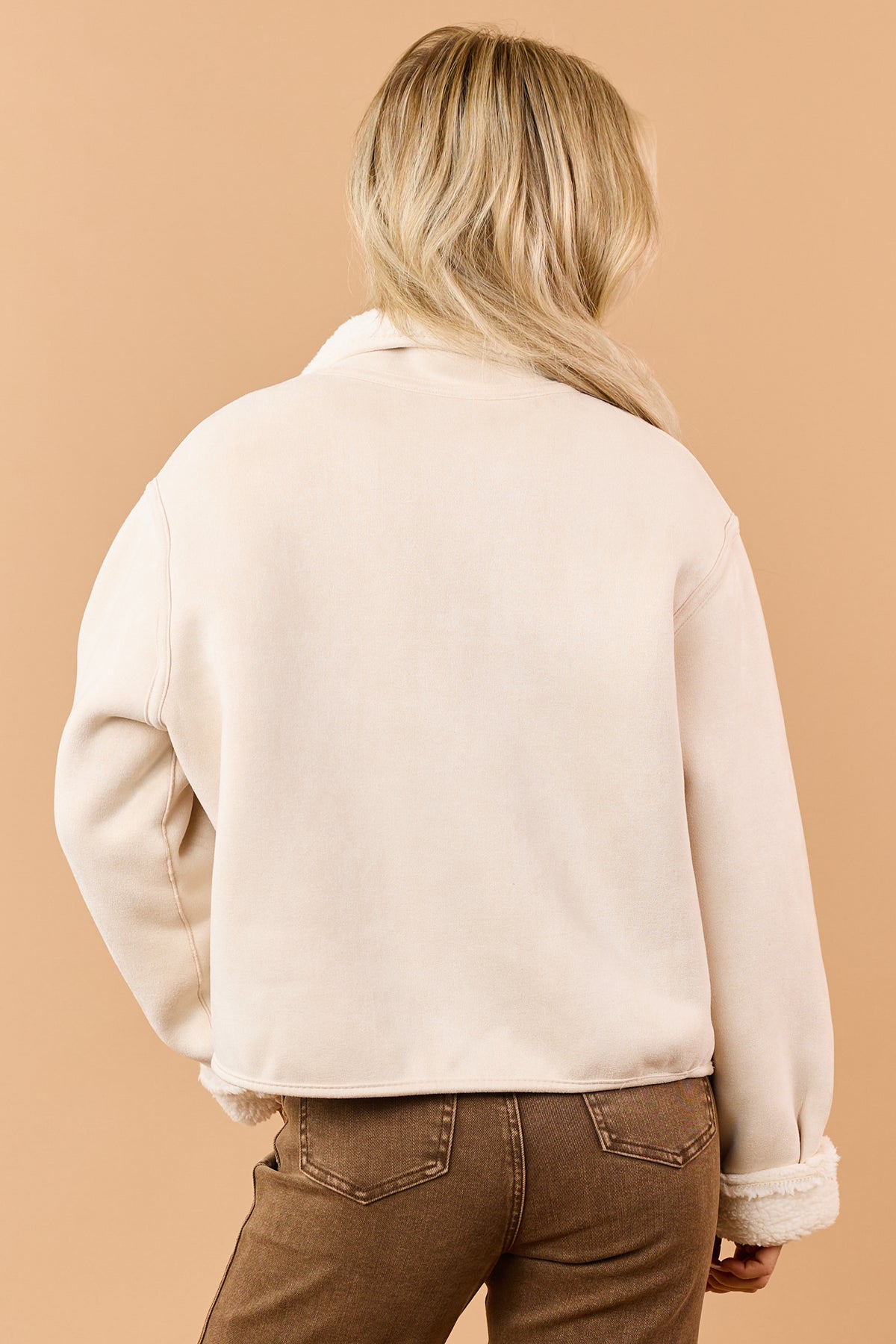 Coconut Faux Suede Reversible Sherpa Jacket