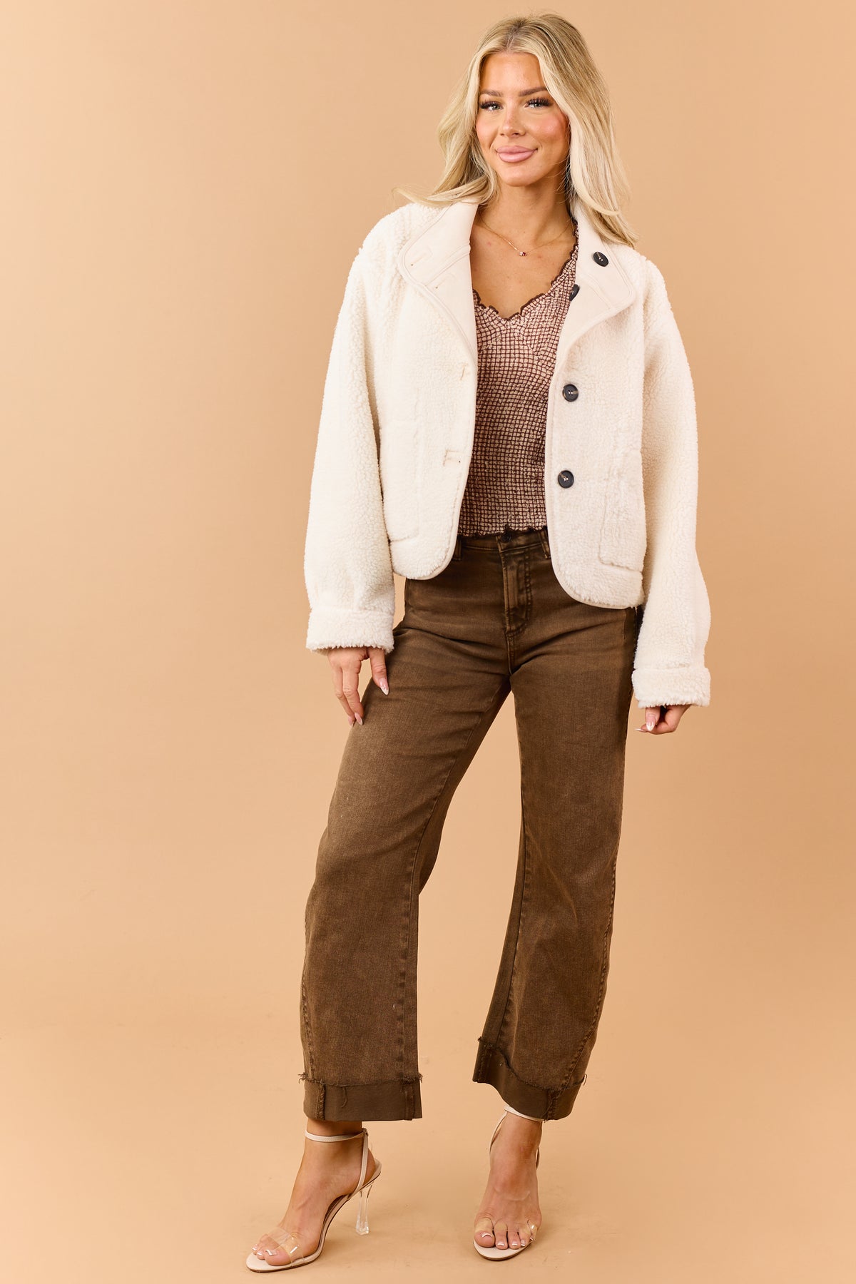 Coconut Faux Suede Reversible Sherpa Jacket
