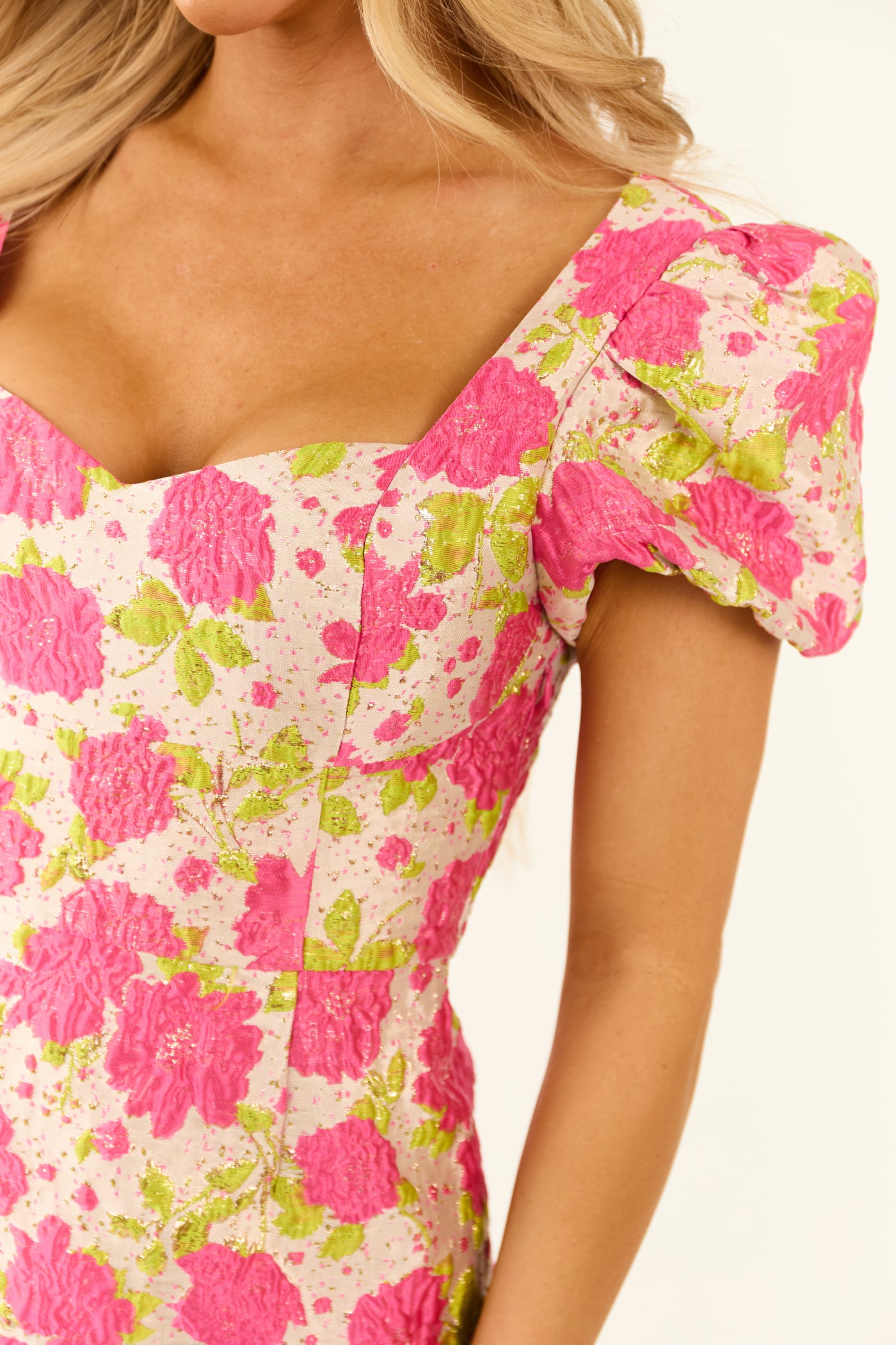 Coconut Floral Print Puff Sleeve Mini Dress
