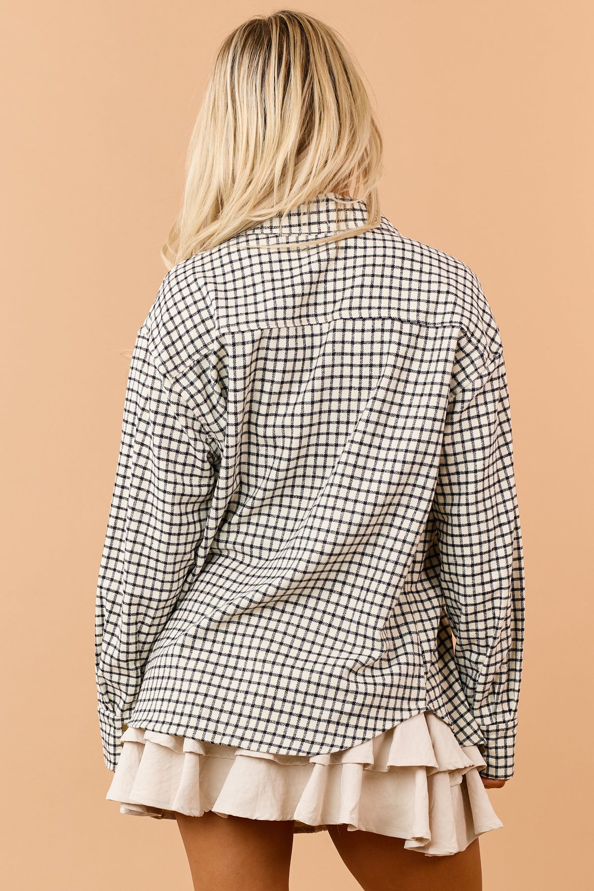 Coconut Plaid Wool Blend Button Down Shacket