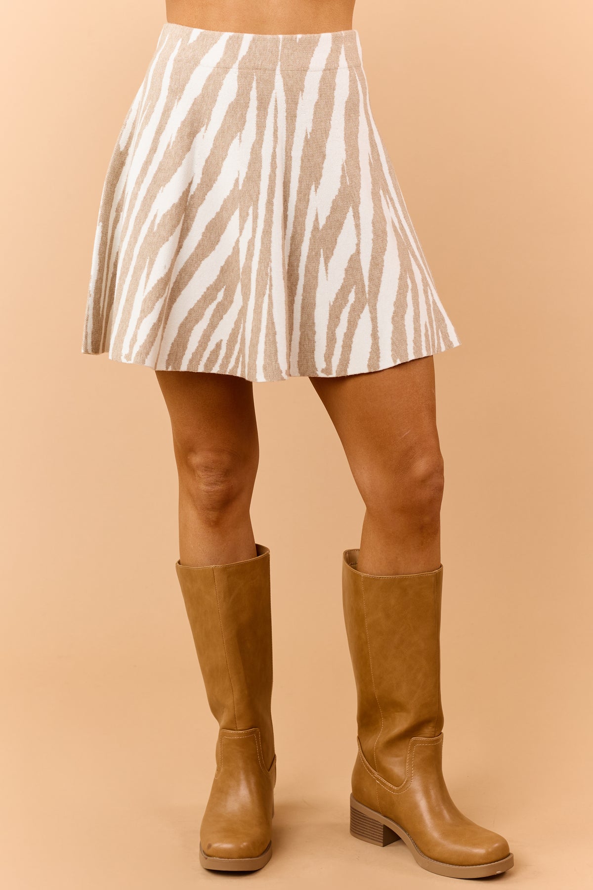 Coconut Tiger Print A-Line Soft Knit Mini Skirt