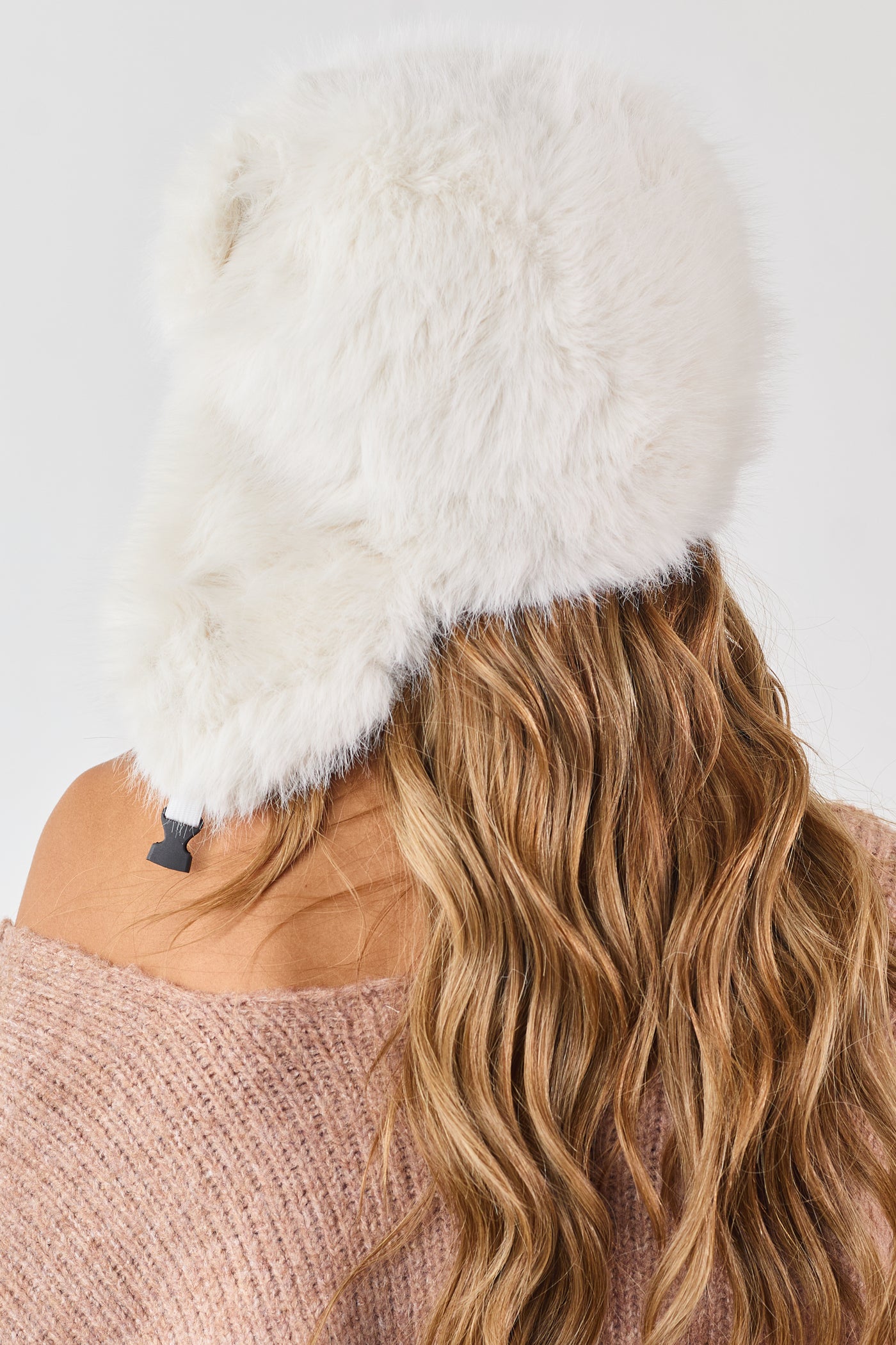 Coconut Faux Fur Trapper Hat with Buckle