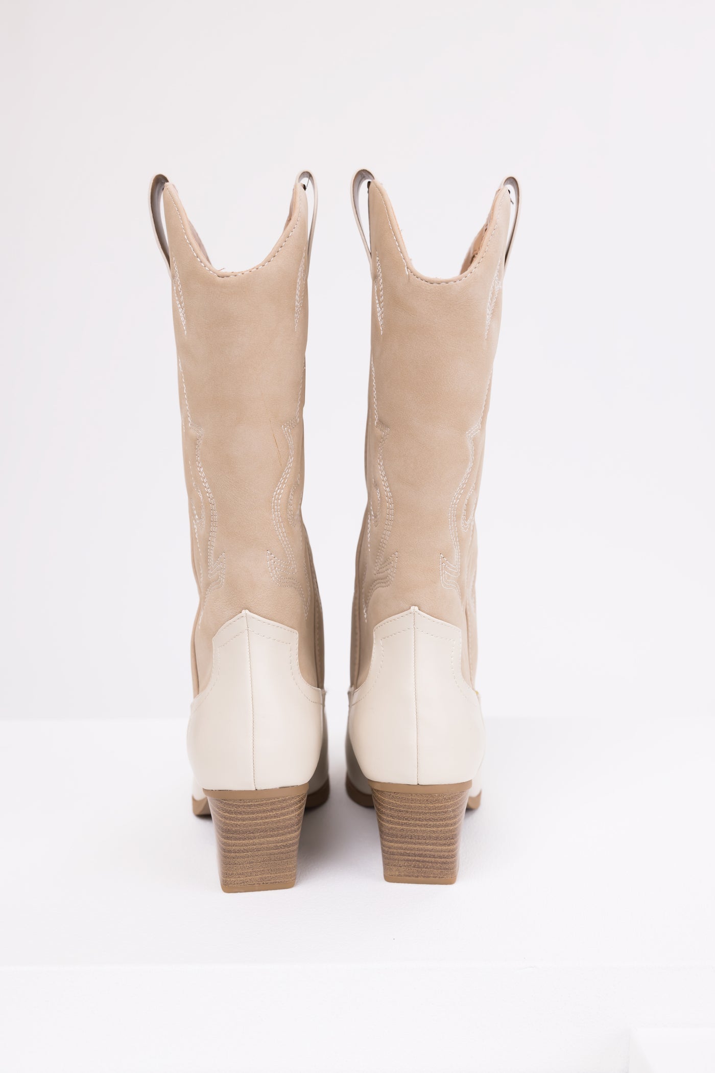 Coconut and Latte Colorblock Western Boots