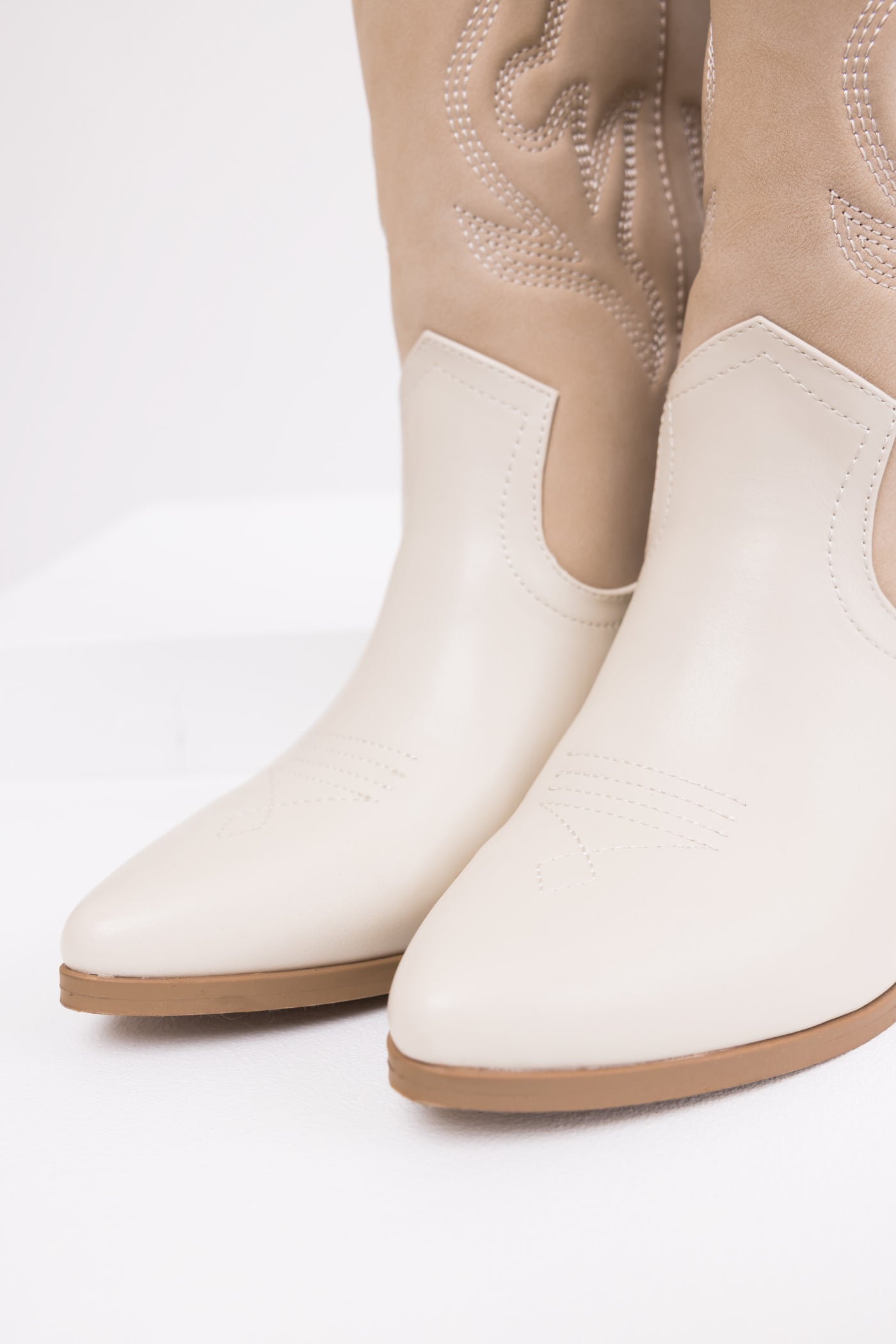 Coconut and Latte Colorblock Western Boots