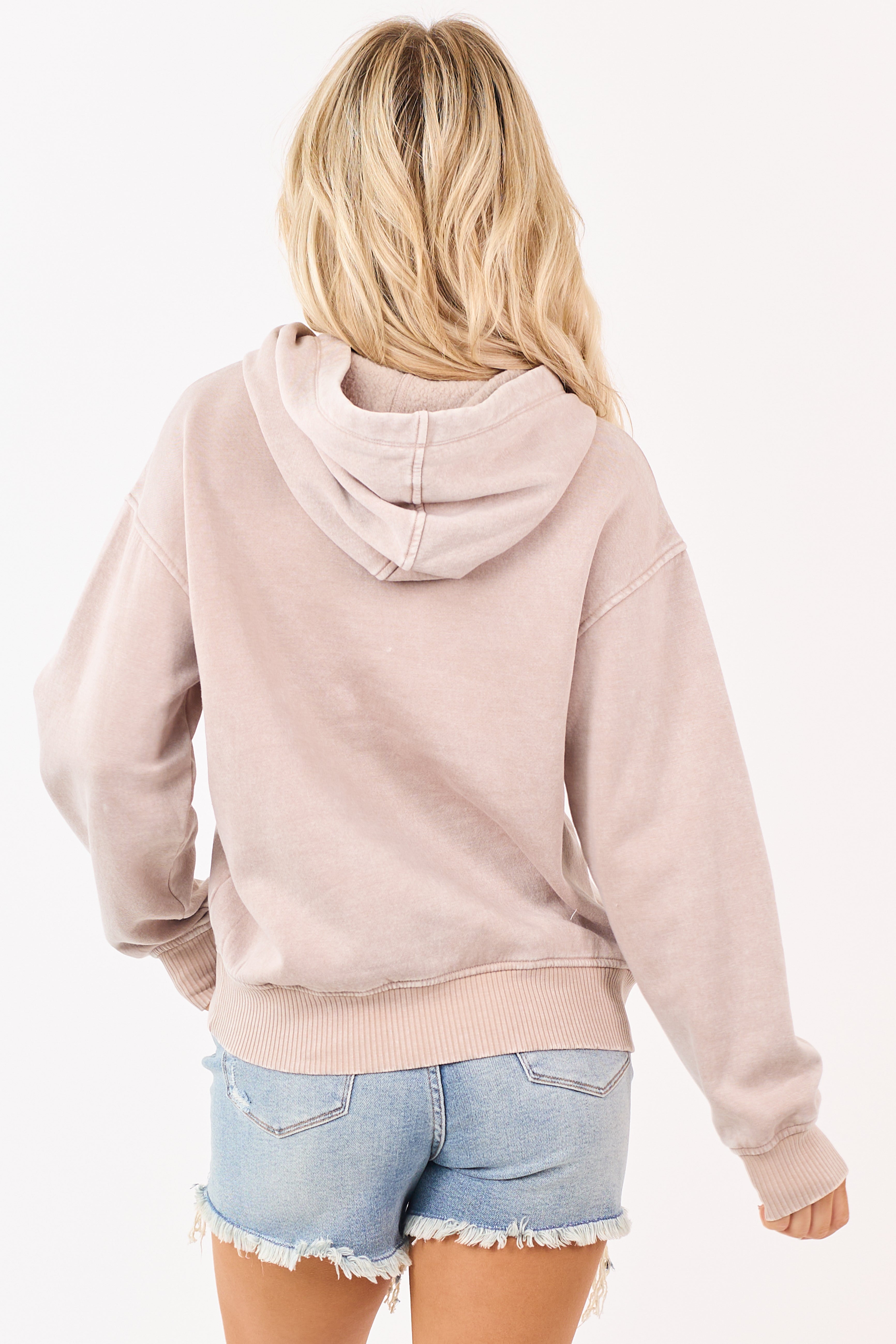 Coffee Acid Wash Fleece Pocket Hoodie