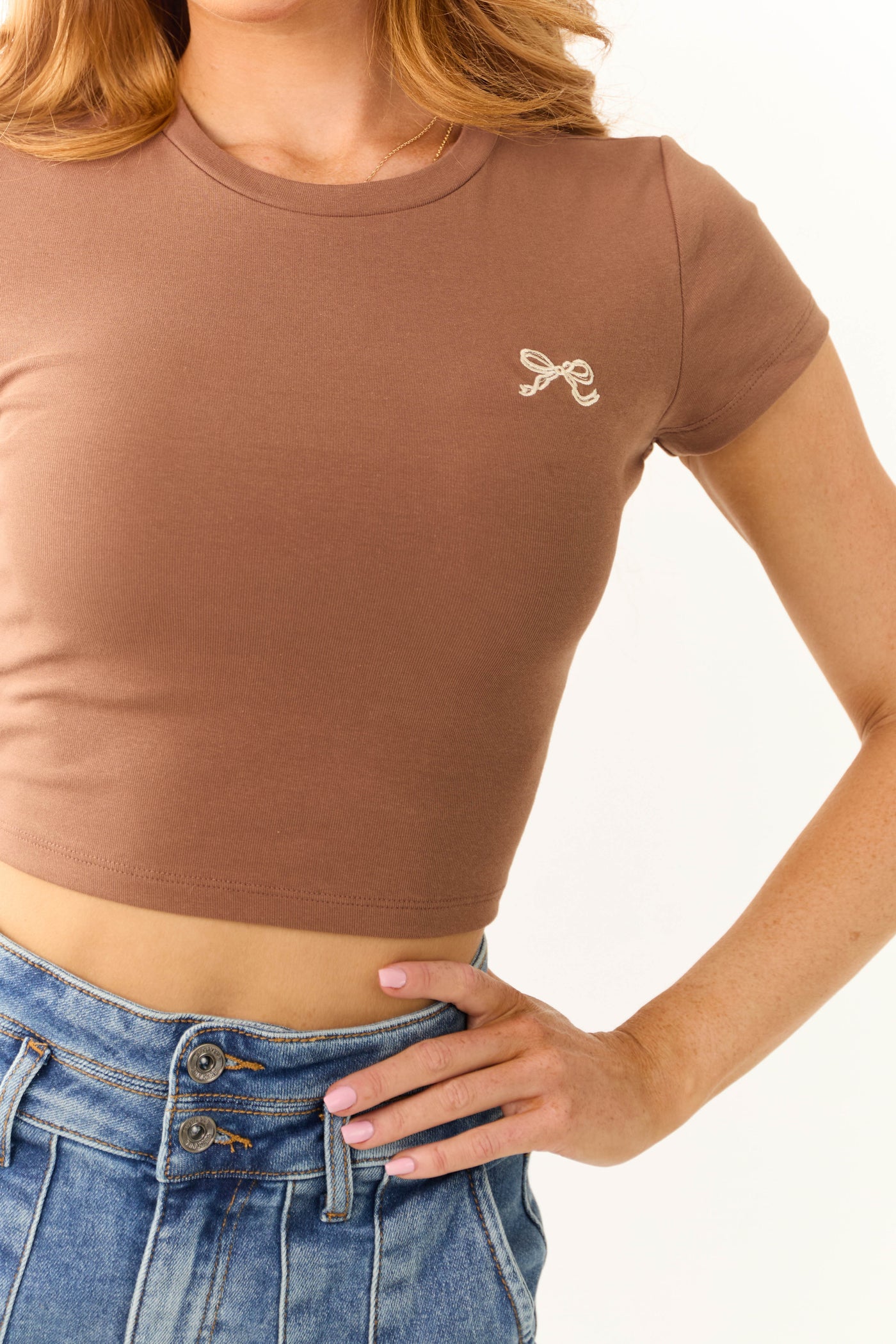 Coffee Bow Graphic Cropped T Shirt