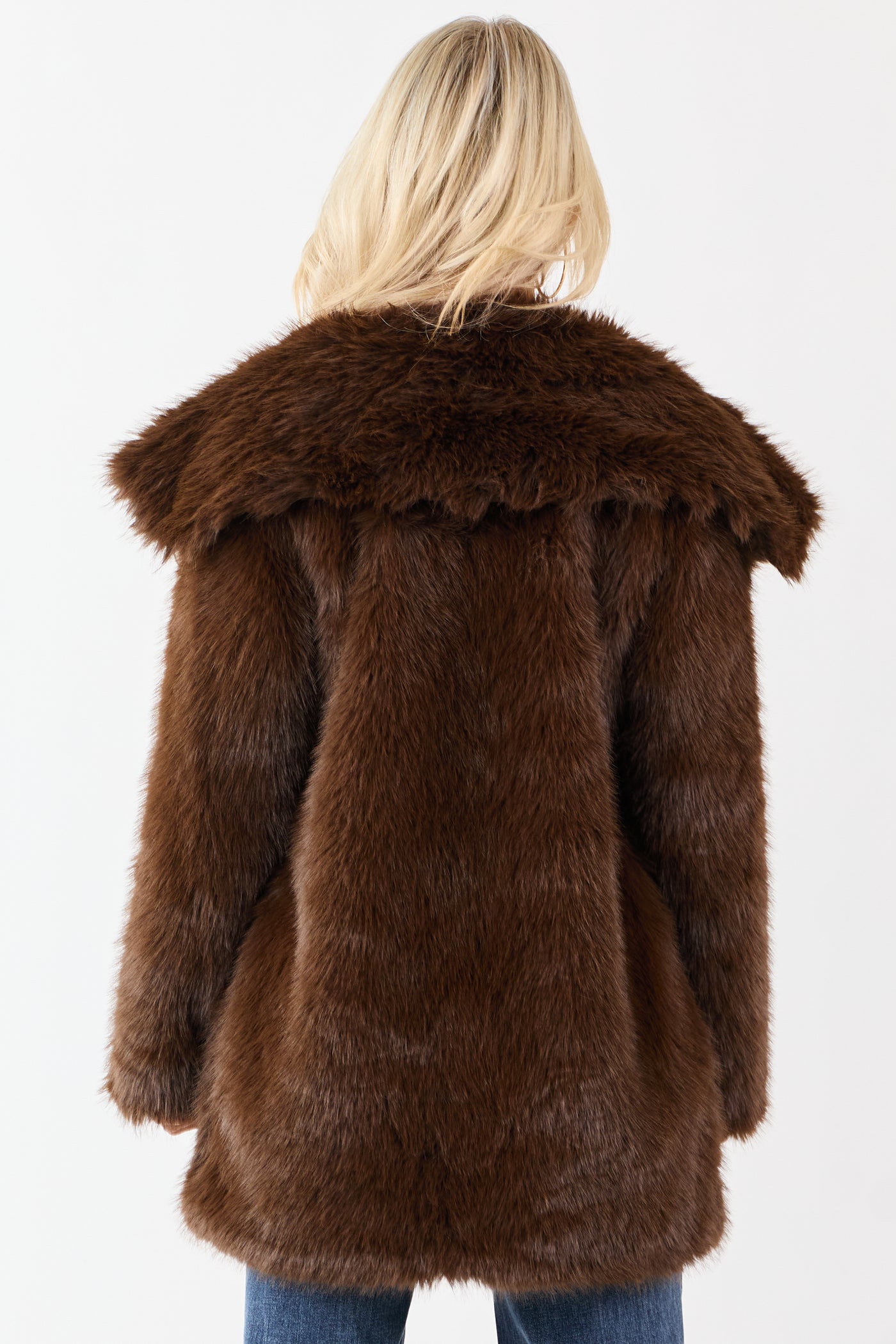 Coffee Luxe Cloud Faux Fur Collared Coat