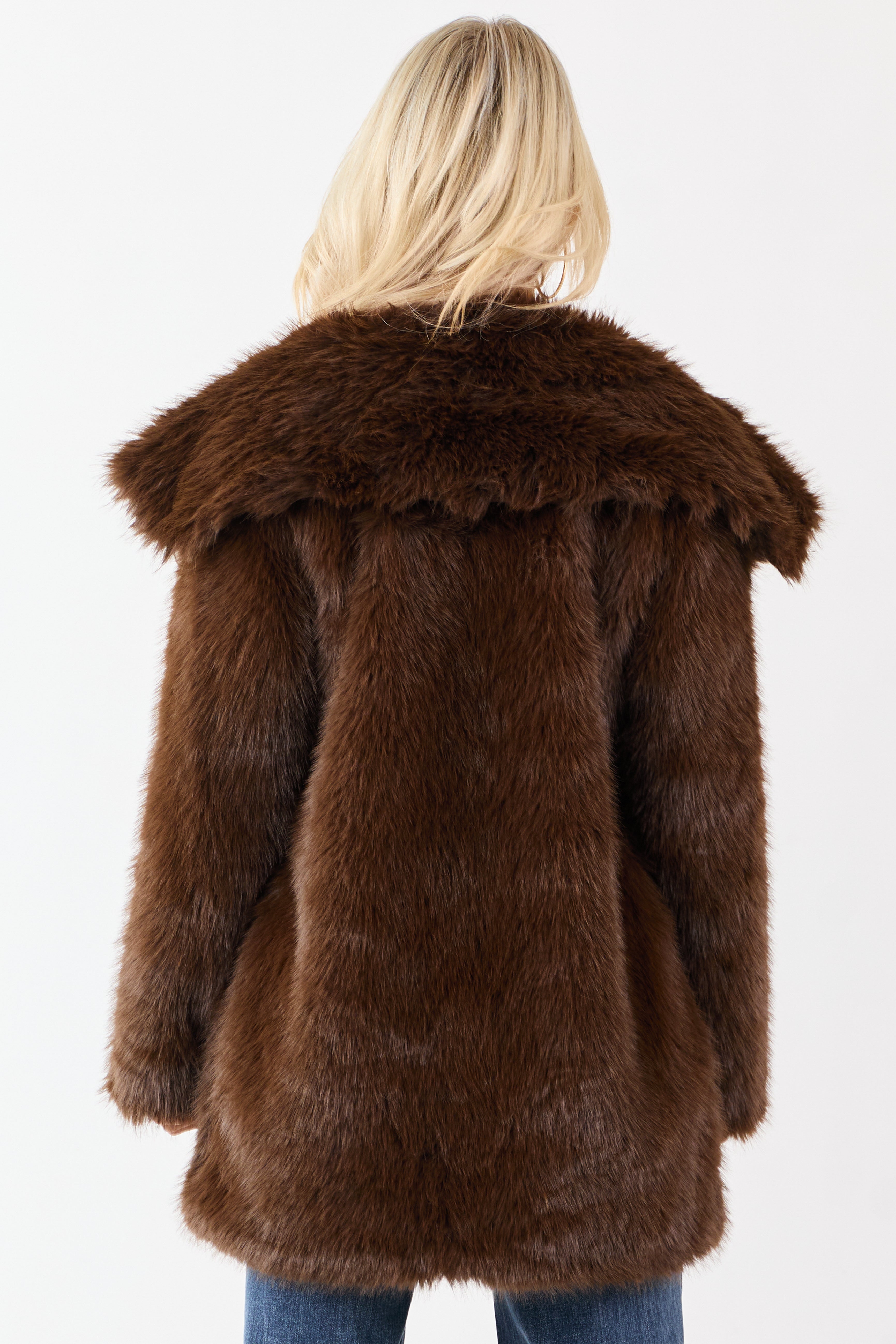 Coffee Luxe Cloud Faux Fur Collared Coat