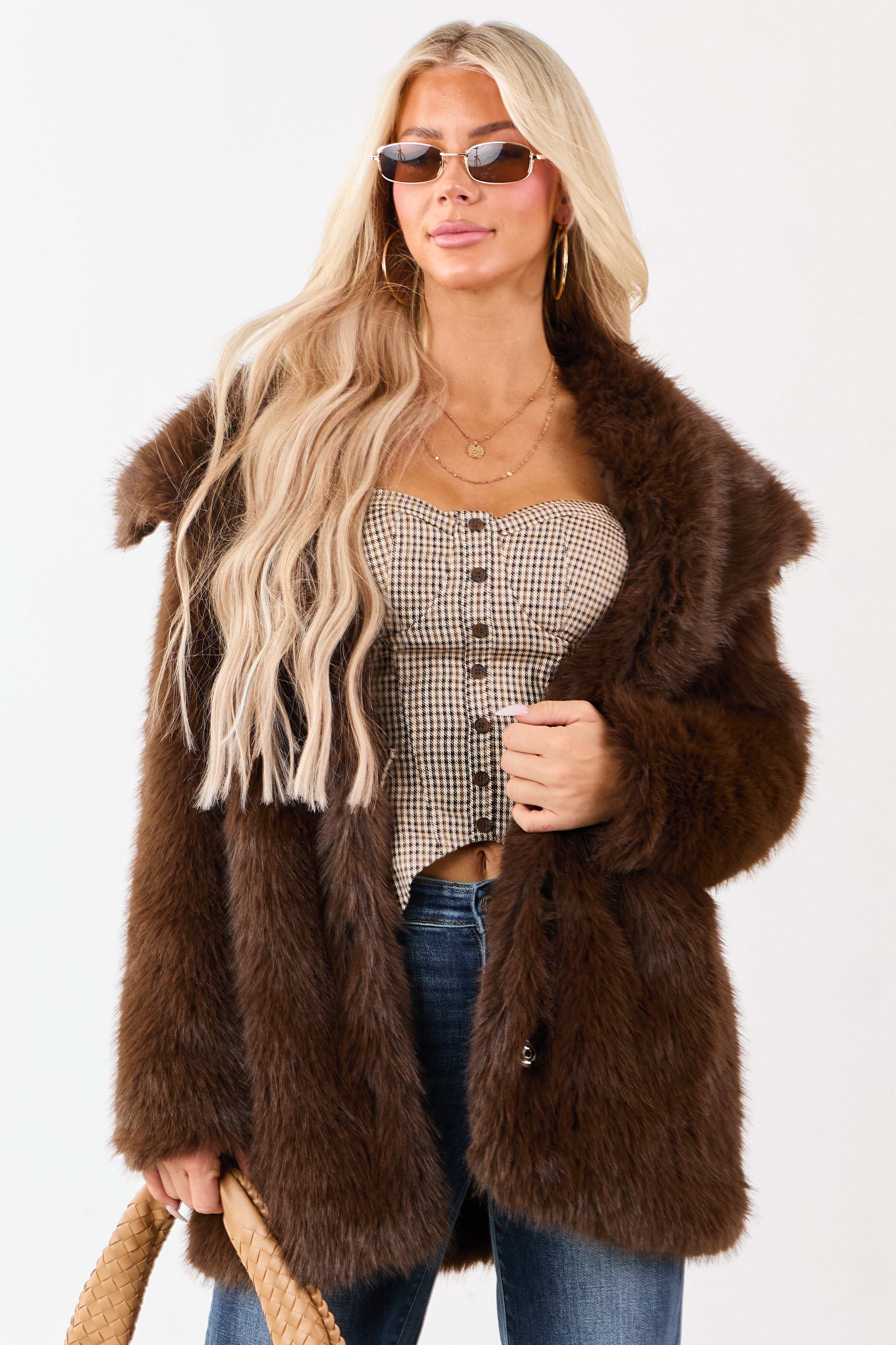 Coffee Luxe Cloud Faux Fur Collared Coat | Lime Lush Boutique