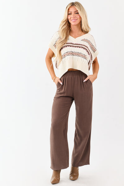 Coffee-Smocked-Waistband-Wide-