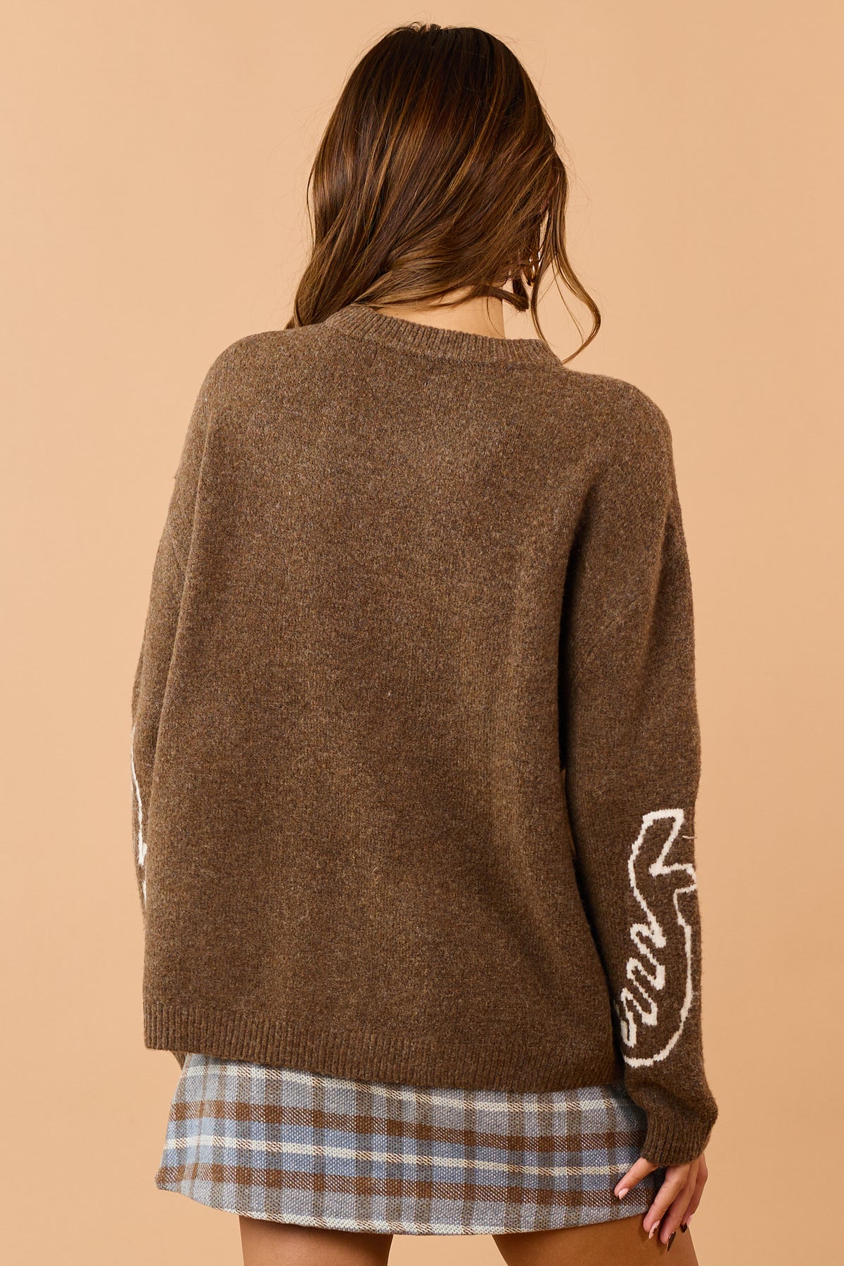 Cognac Horse Motif Relaxed Knit Sweater