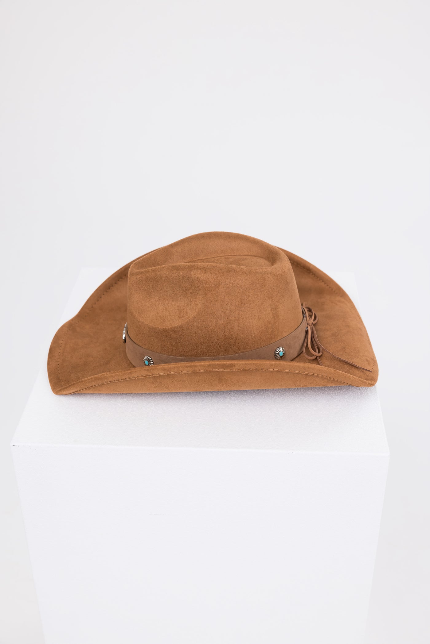Cognac Suede Western Style Curved Brim Hat