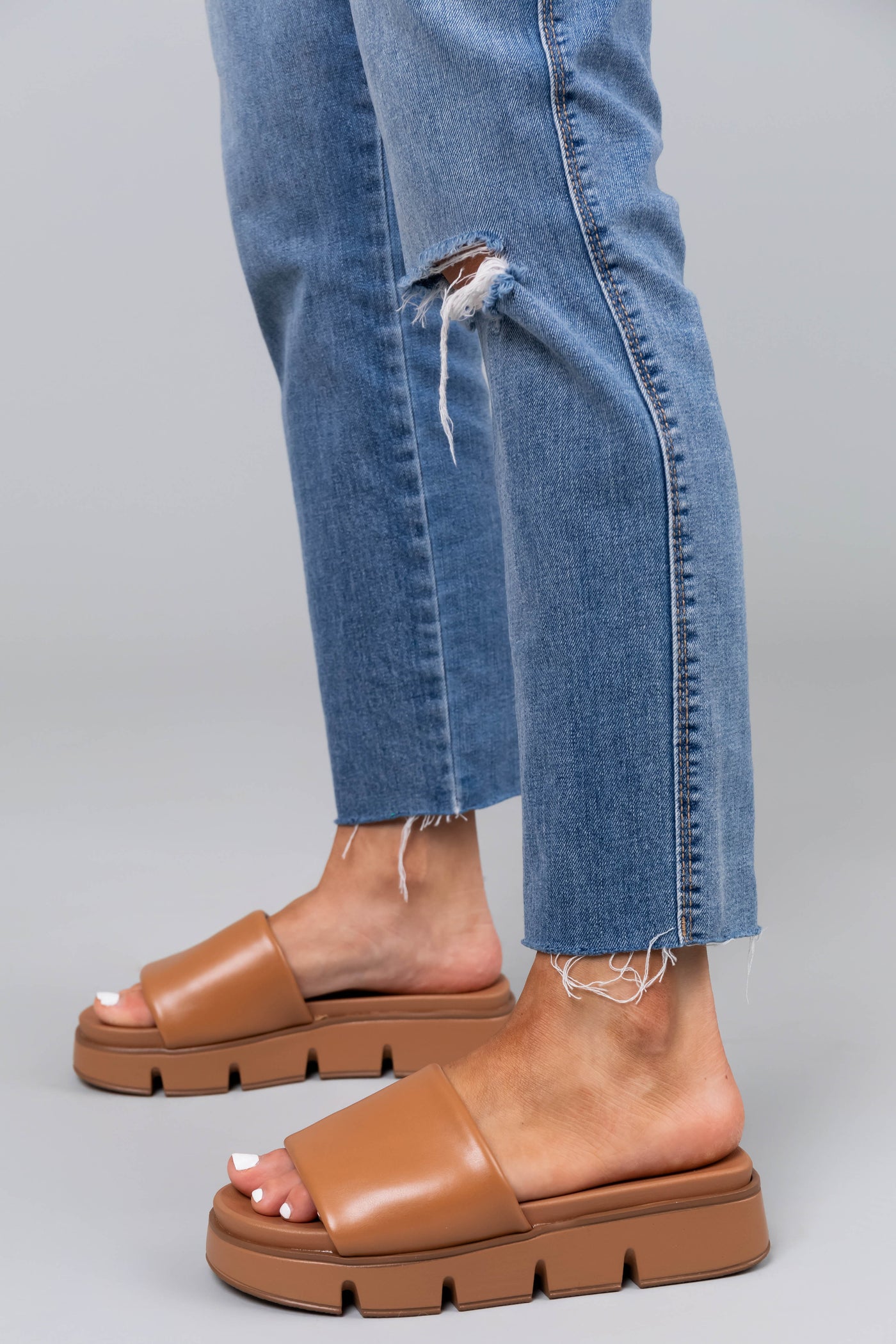 cognac platform heels
