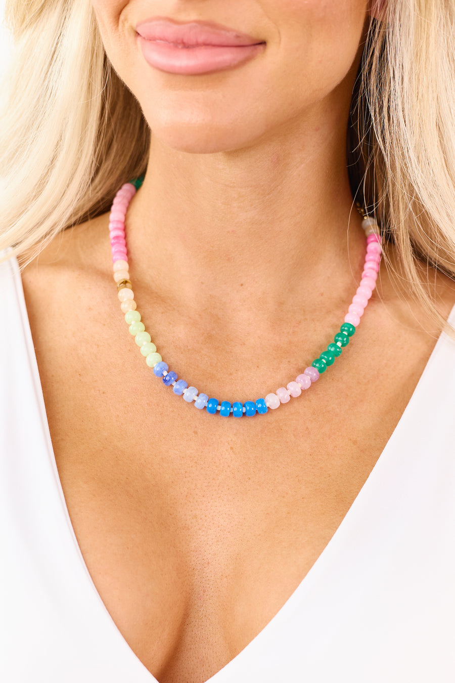 Colorful Marbled Resin Beaded Necklace