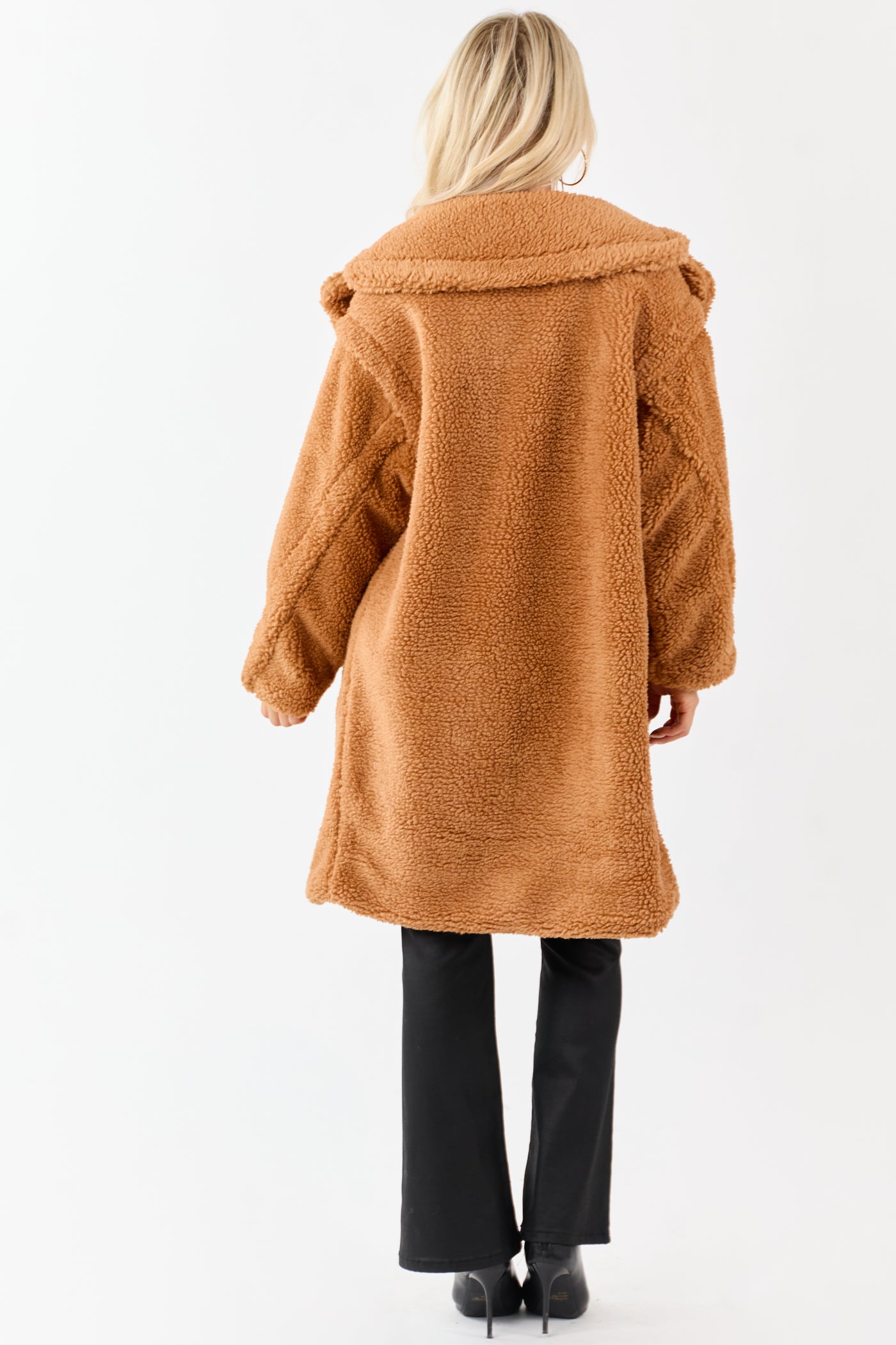 Copper Button Down Sherpa Teddy Trench Coat