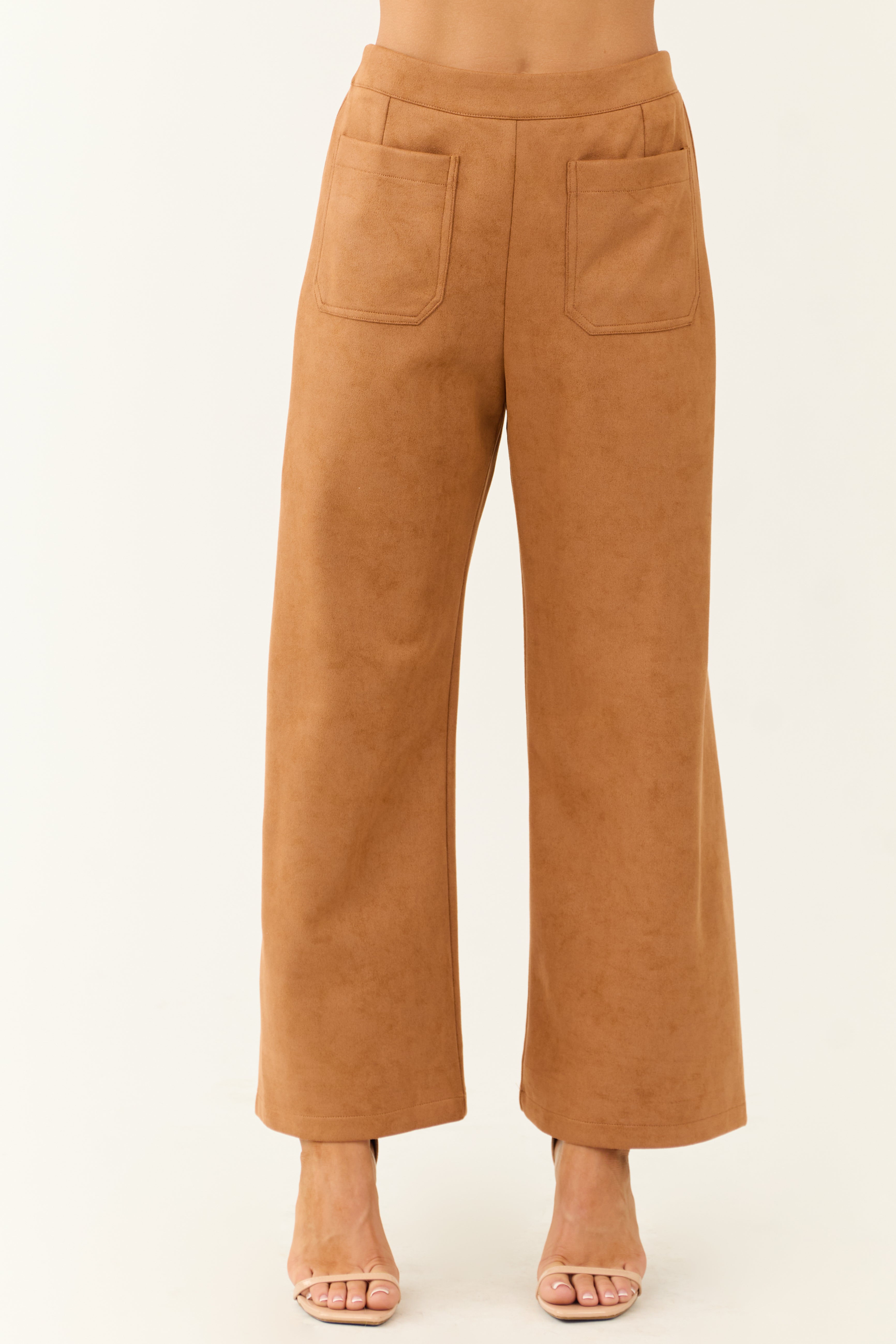 Copper Faux Suede Wide Leg Pants | Lime Lush Boutique