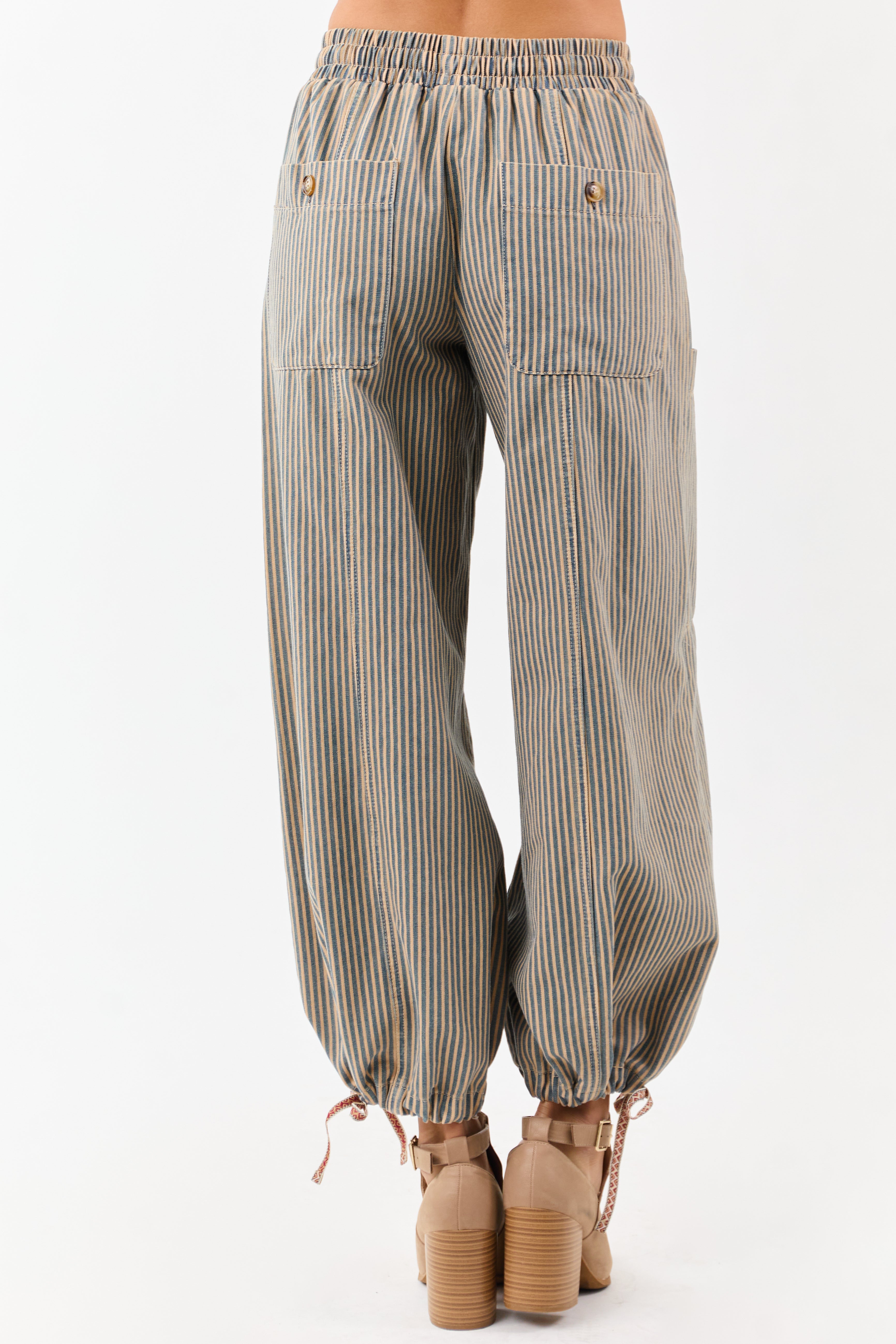 PRE-ORDER Copper and Ocean Striped Wide Leg Denim Pants SHIP ETA 10/15