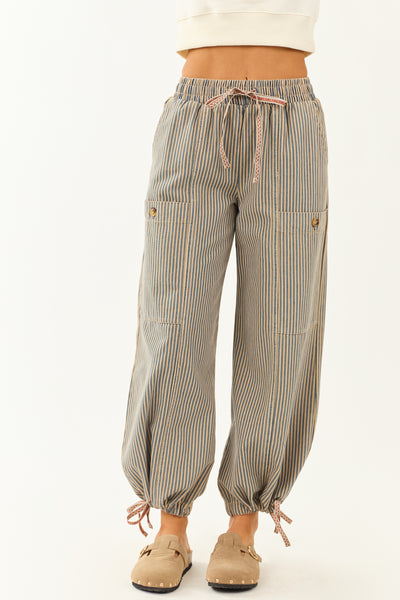 PRE-ORDER Copper and Ocean Striped Wide Leg Denim Pants SHIP ETA 8/22
