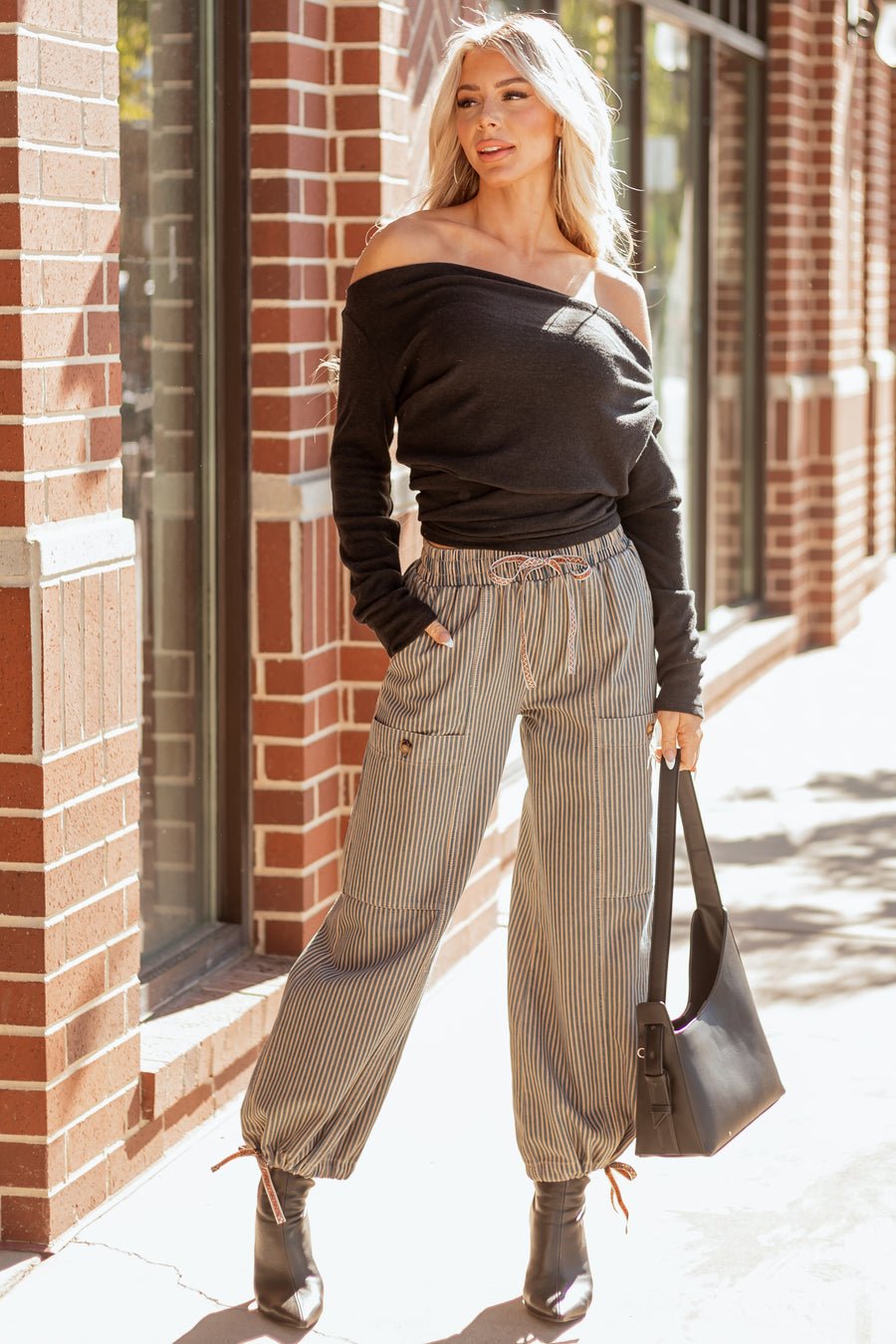 PRE-ORDER Copper and Ocean Striped Wide Leg Denim Pants SHIP ETA 9/26