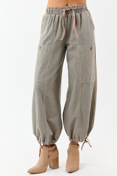 PRE-ORDER Copper and Ocean Striped Wide Leg Denim Pants SHIP ETA 10/15