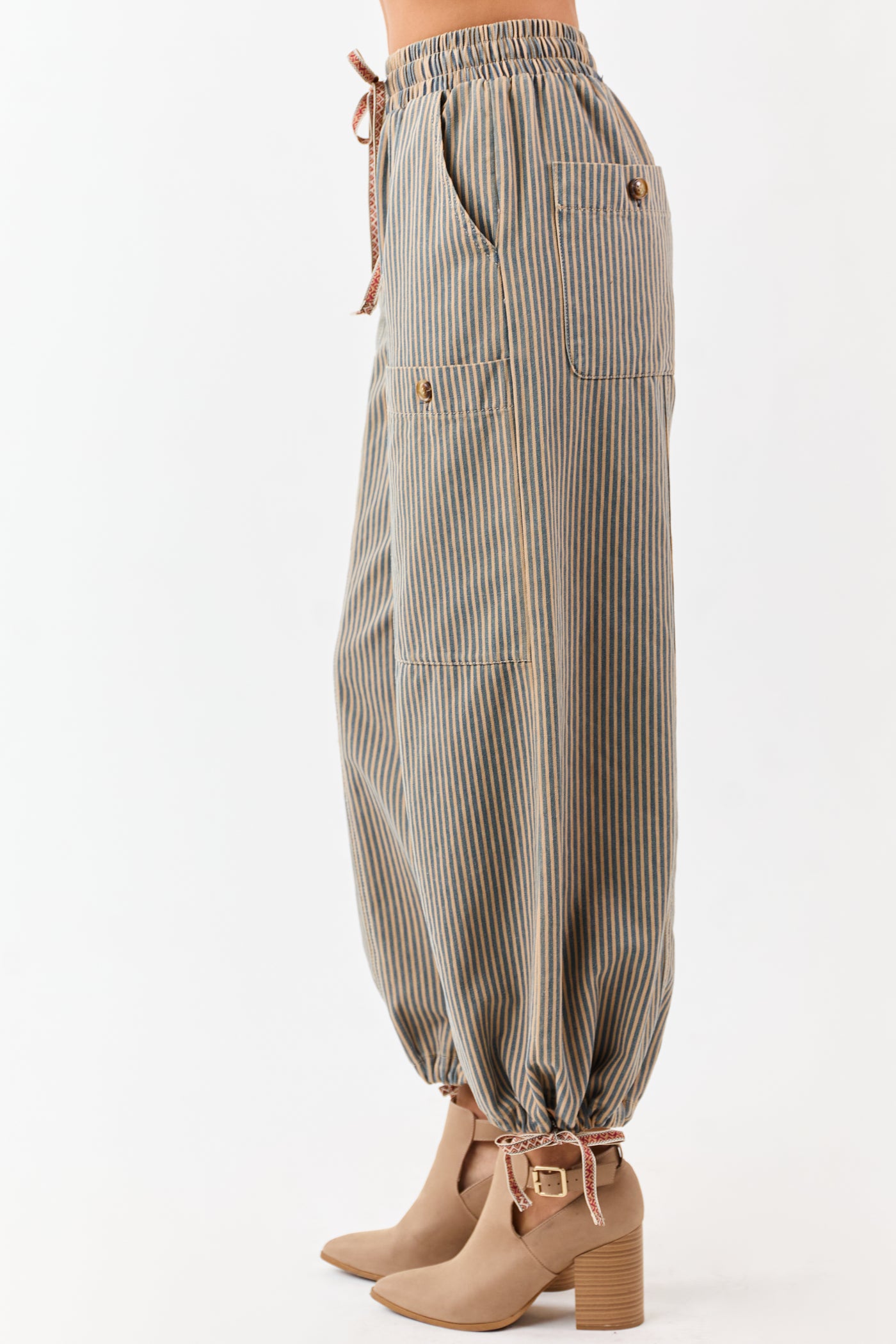 PRE-ORDER Copper and Ocean Striped Wide Leg Denim Pants SHIP ETA 10/15