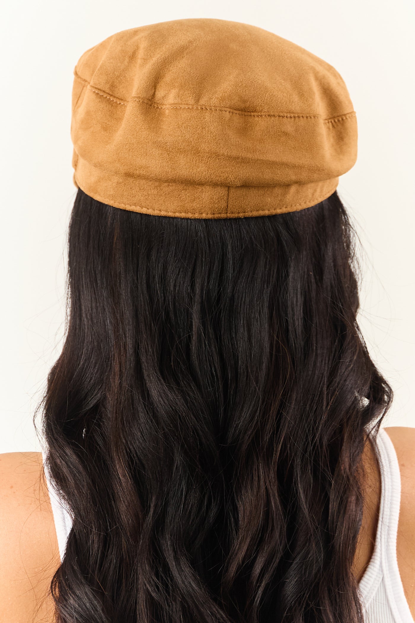 Copper Faux Suede Studded Beret Hat