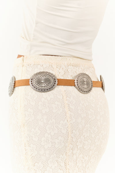 Copper Faux Suede Western Concho Disc Belt