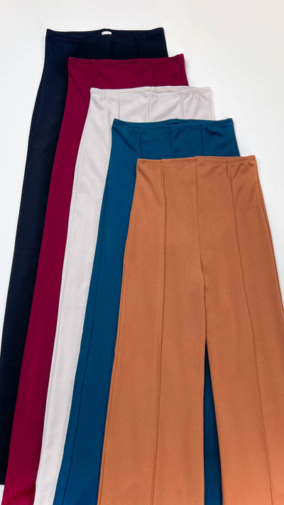 Copper High Waist Seam Detail Woven Flare Pants