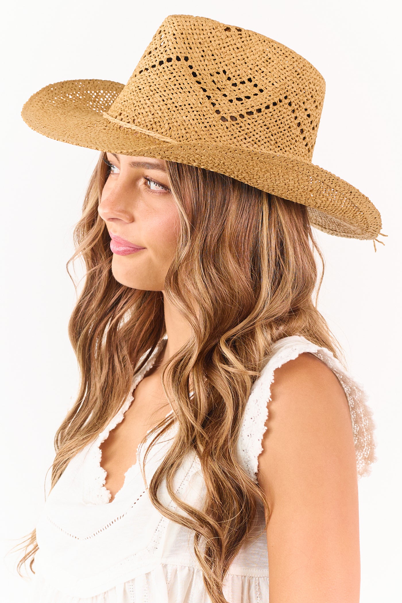 Copper Twine Band Straw Cowboy Hat