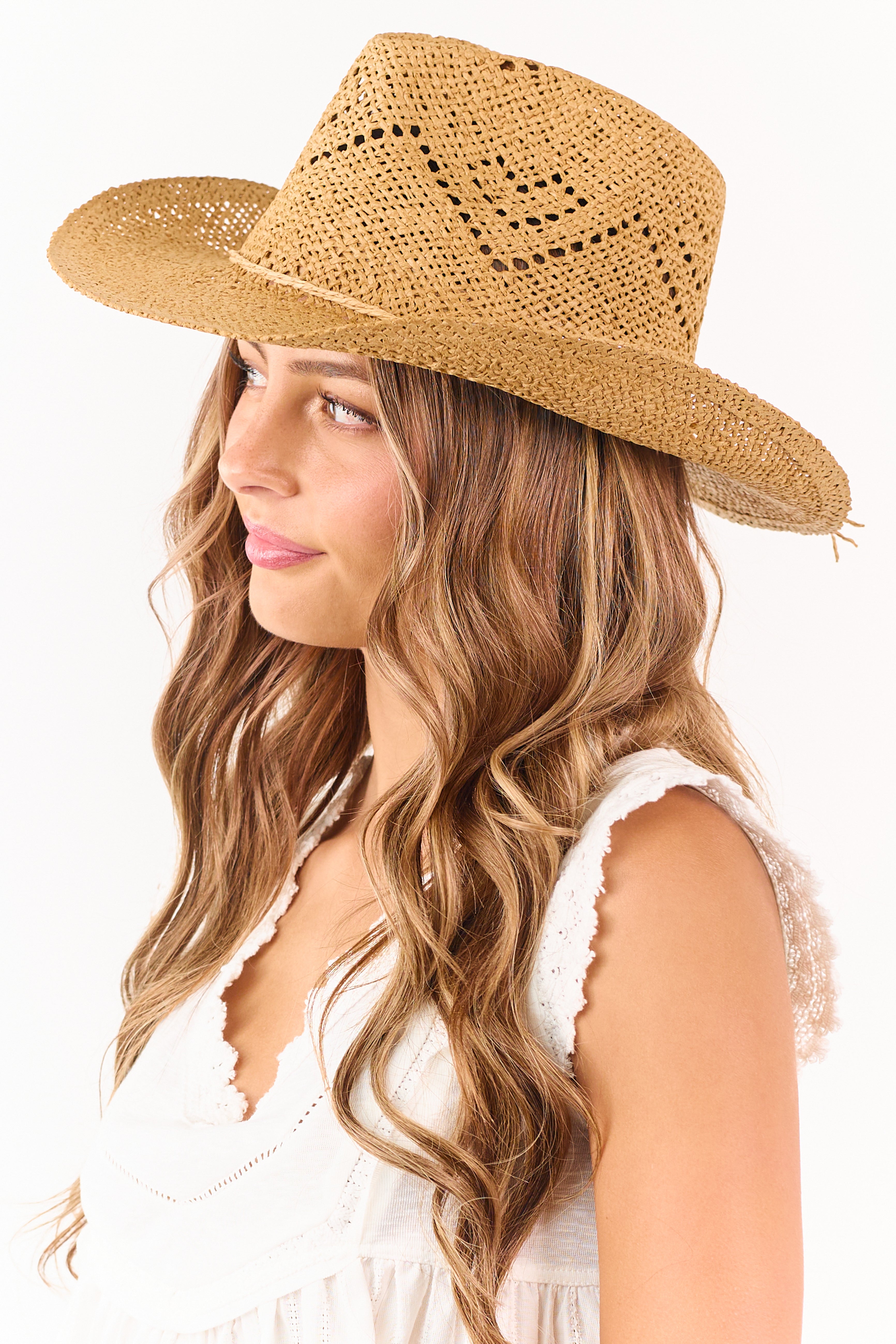 Copper Twine Band Straw Cowboy Hat