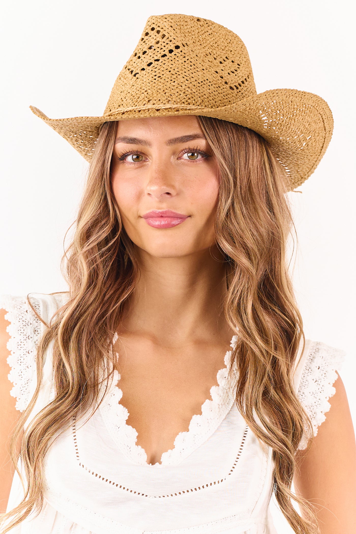 Copper Twine Band Straw Cowboy Hat