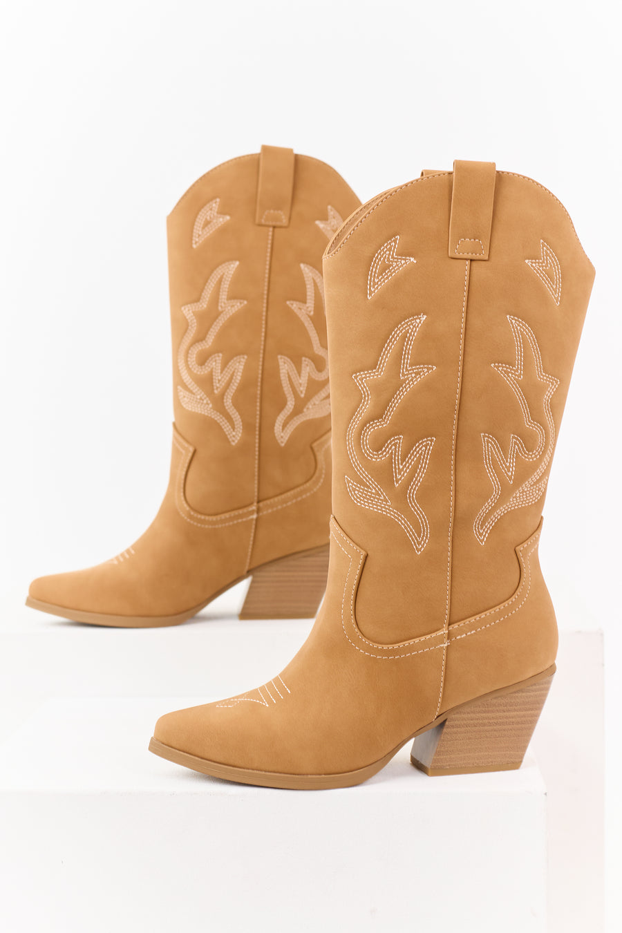 Copper Western Embroidered Cowboy Boots