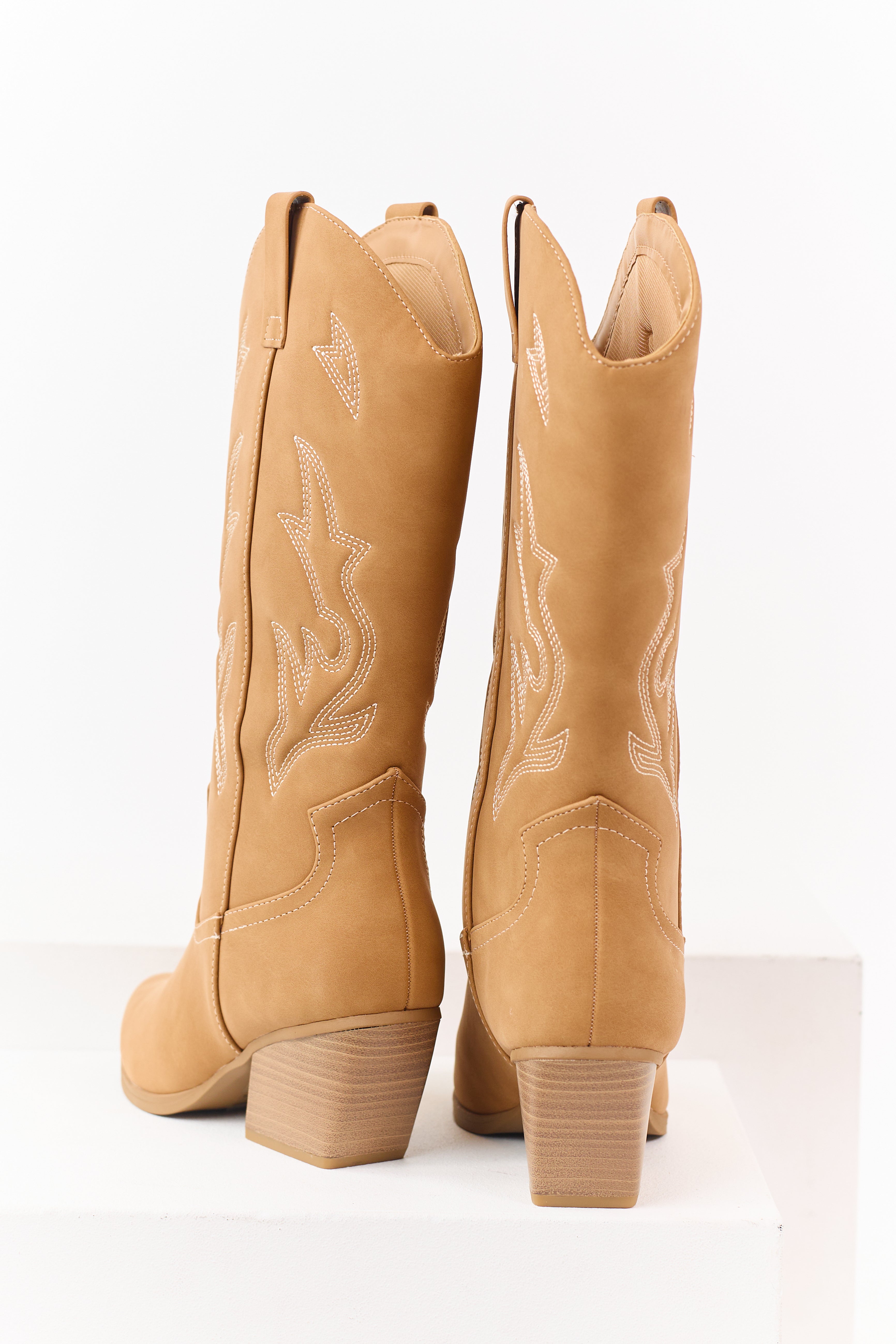 Copper Western Embroidered Cowboy Boots