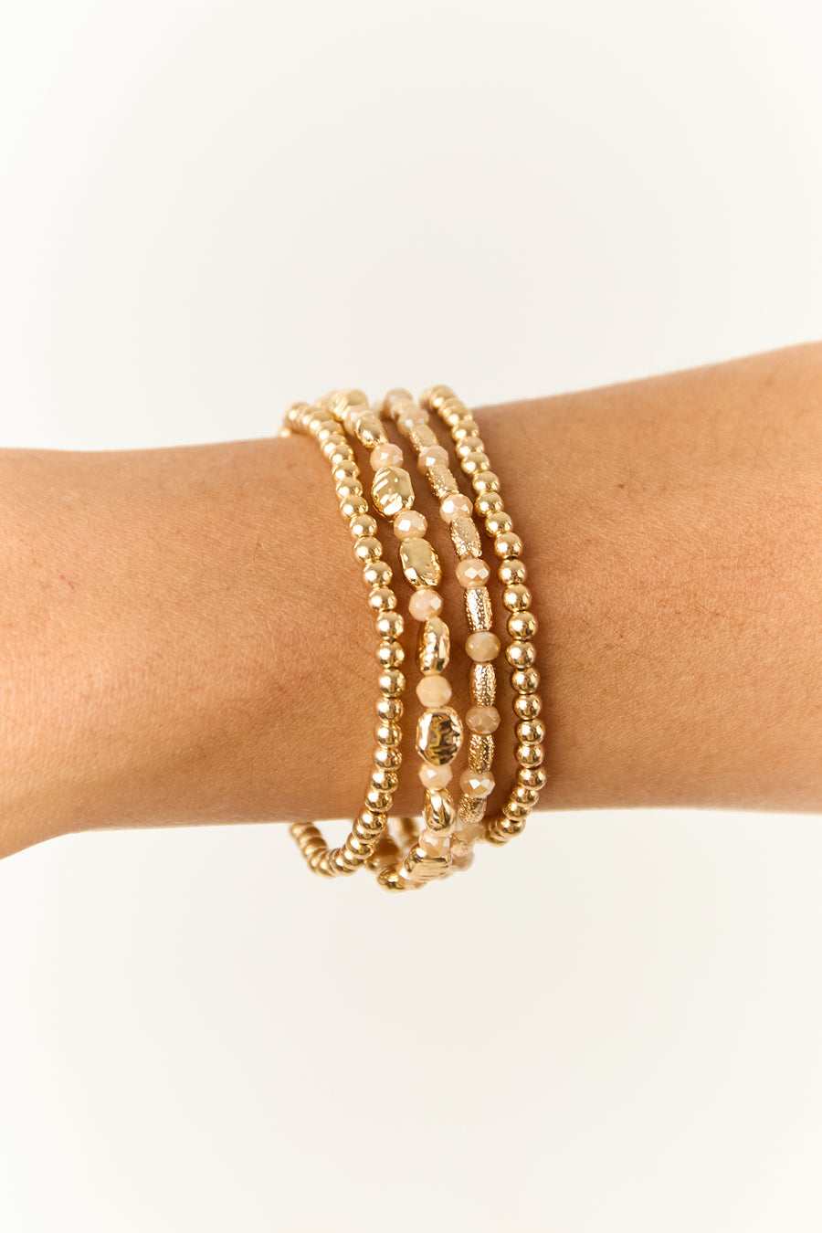 Copper and Gold Beaded 4 Piece Bracelet Set
