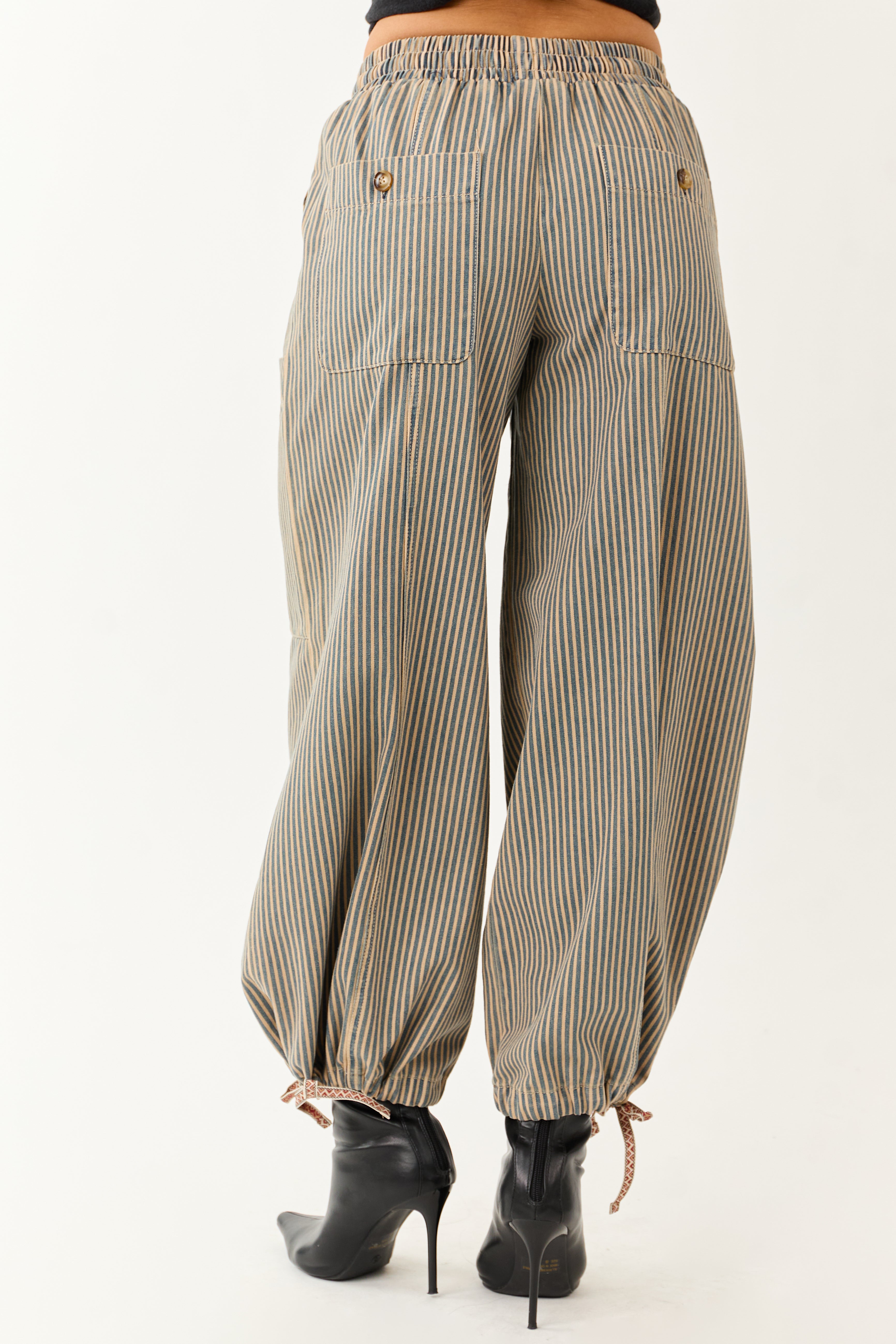 PRE-ORDER Copper and Ocean Striped Wide Leg Denim Pants SHIP ETA 10/15